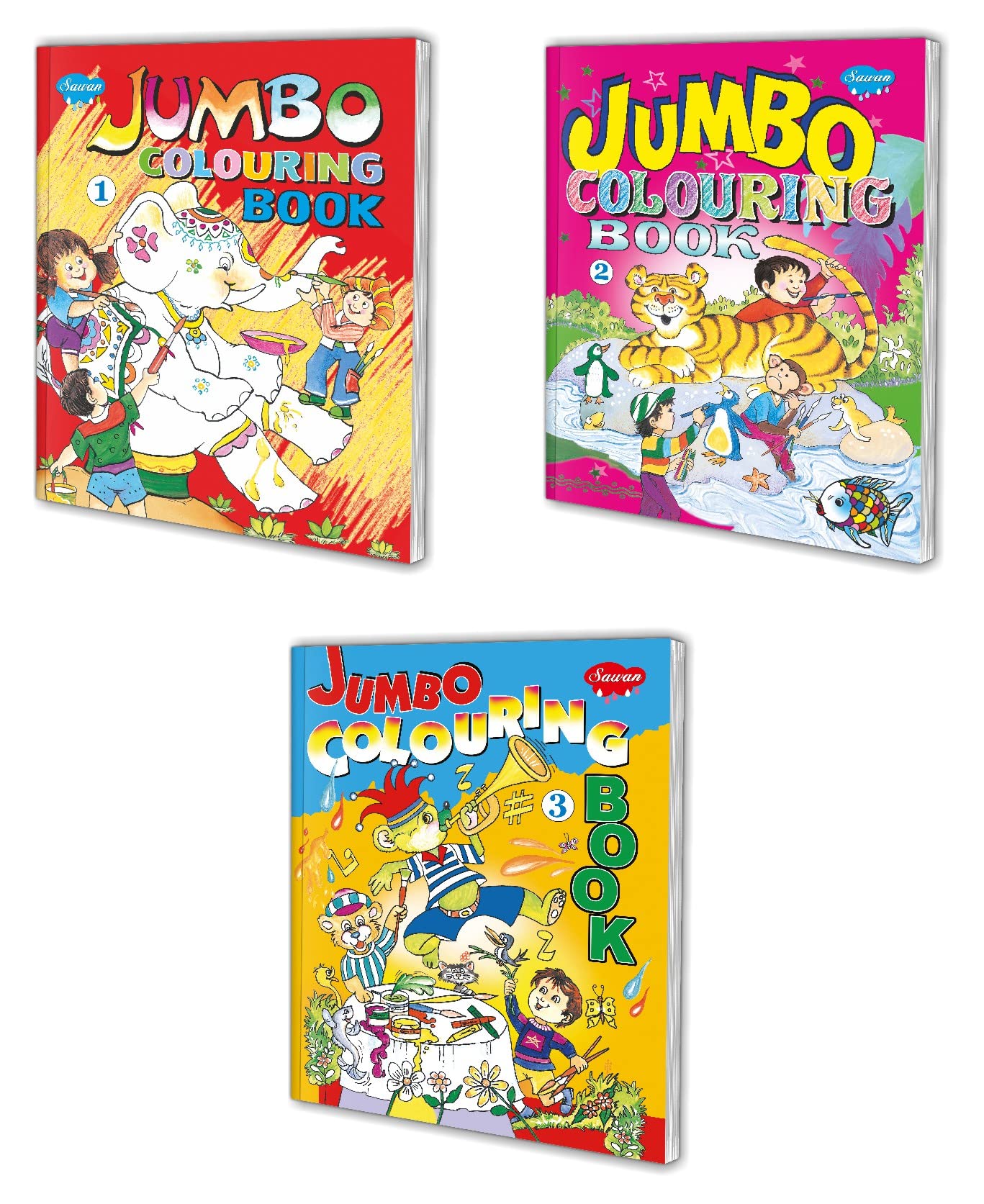 Jumbo Colouring Book  1 To 3 | Set Of 3 Books