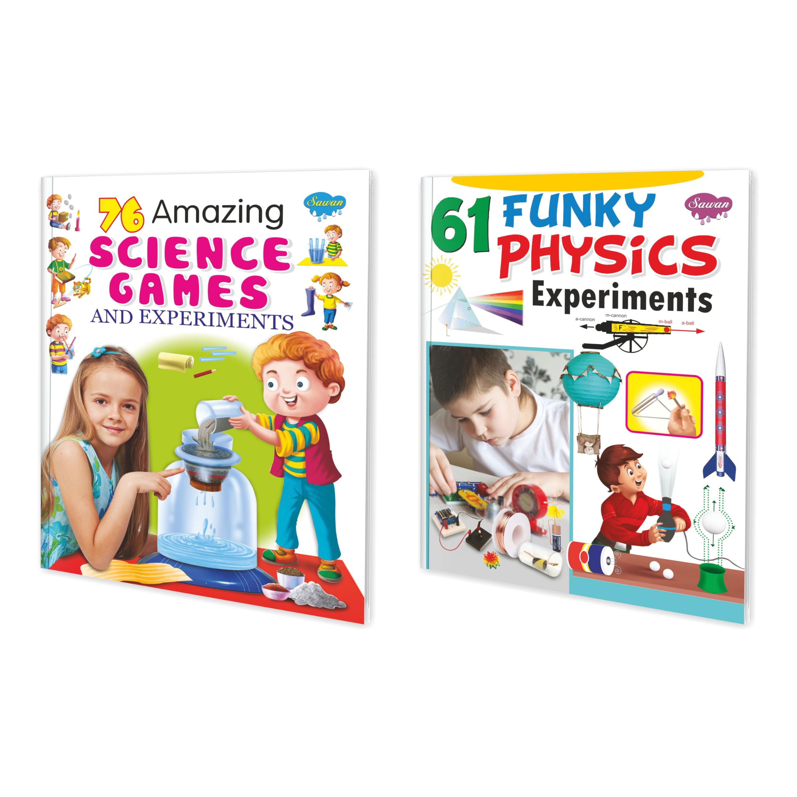 76 Science Games & Experiments | 61 Funky Physics Experiments | Pack Of 2 Books [Perfect Paperback] Sawan; Manoj Publications Ed