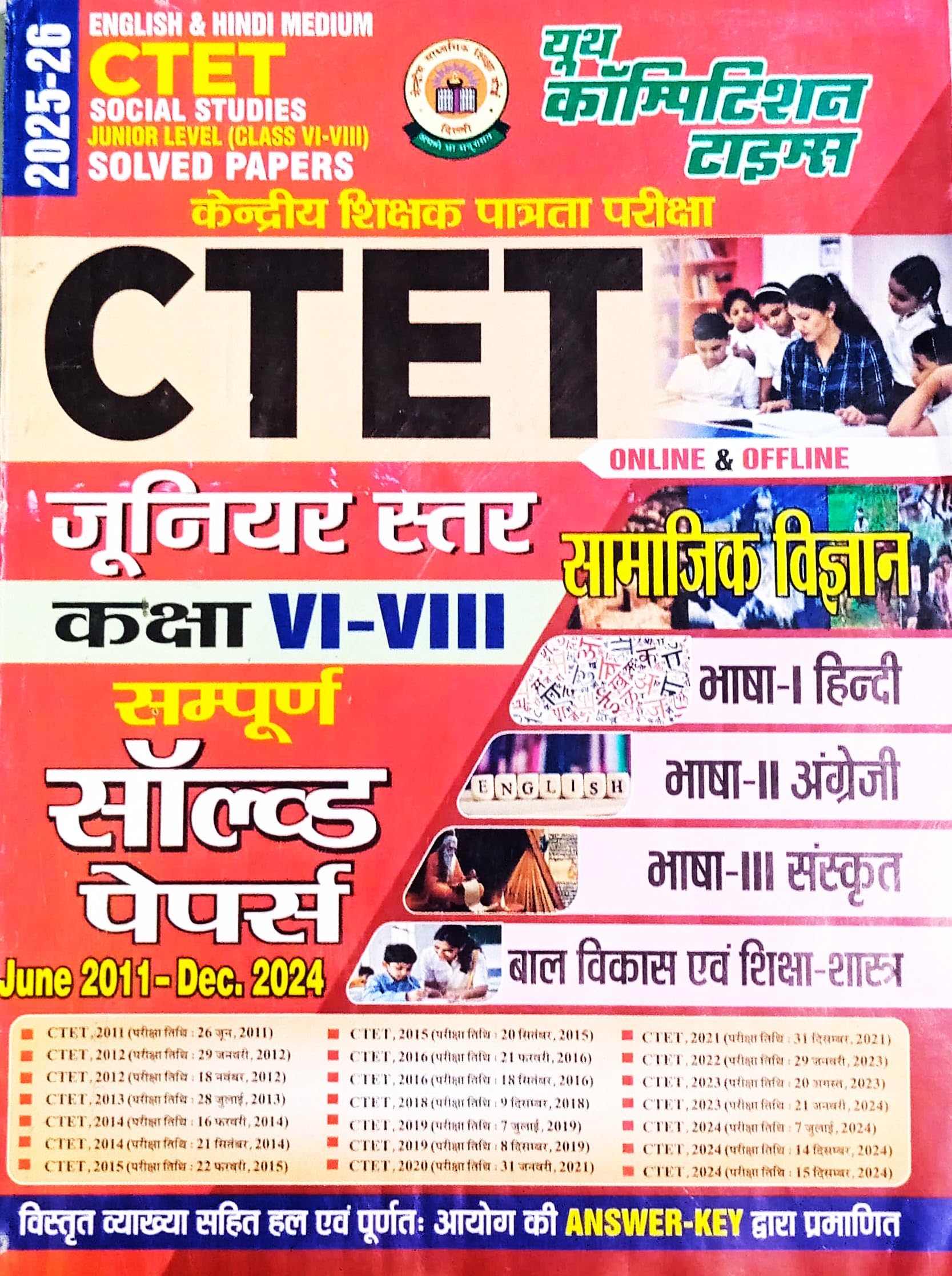 Youth CTET 20252026 Junior Level Samajik Vigyan Social Studies Class 68 Exam Complete Solved Papers June 2011December 2024 En