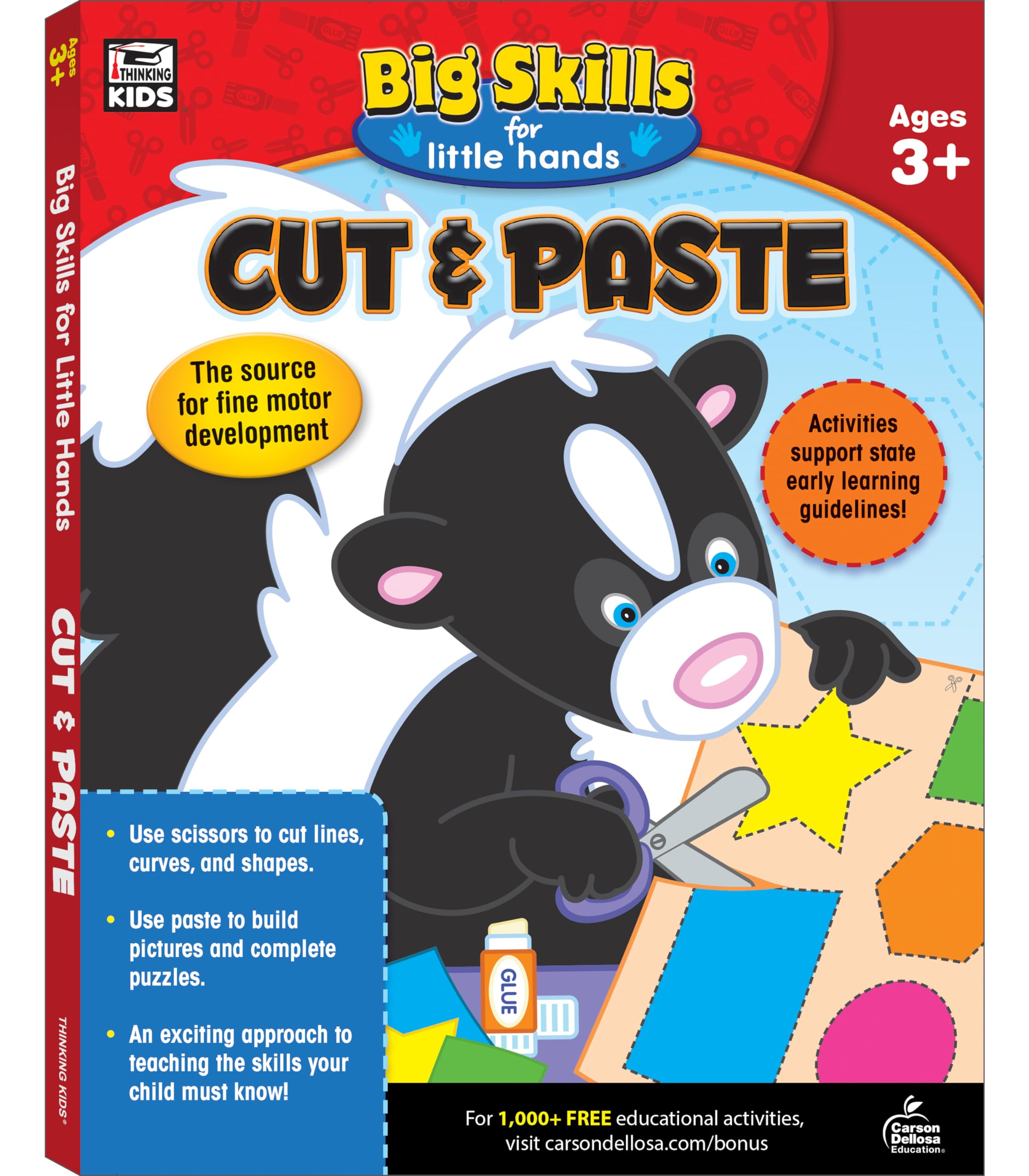 Big Skills for Little Hands Cut & Paste Preschool Workbook, Scissors Skills Cutting Lines and Shapes, Alphabet, Counting, Pictur