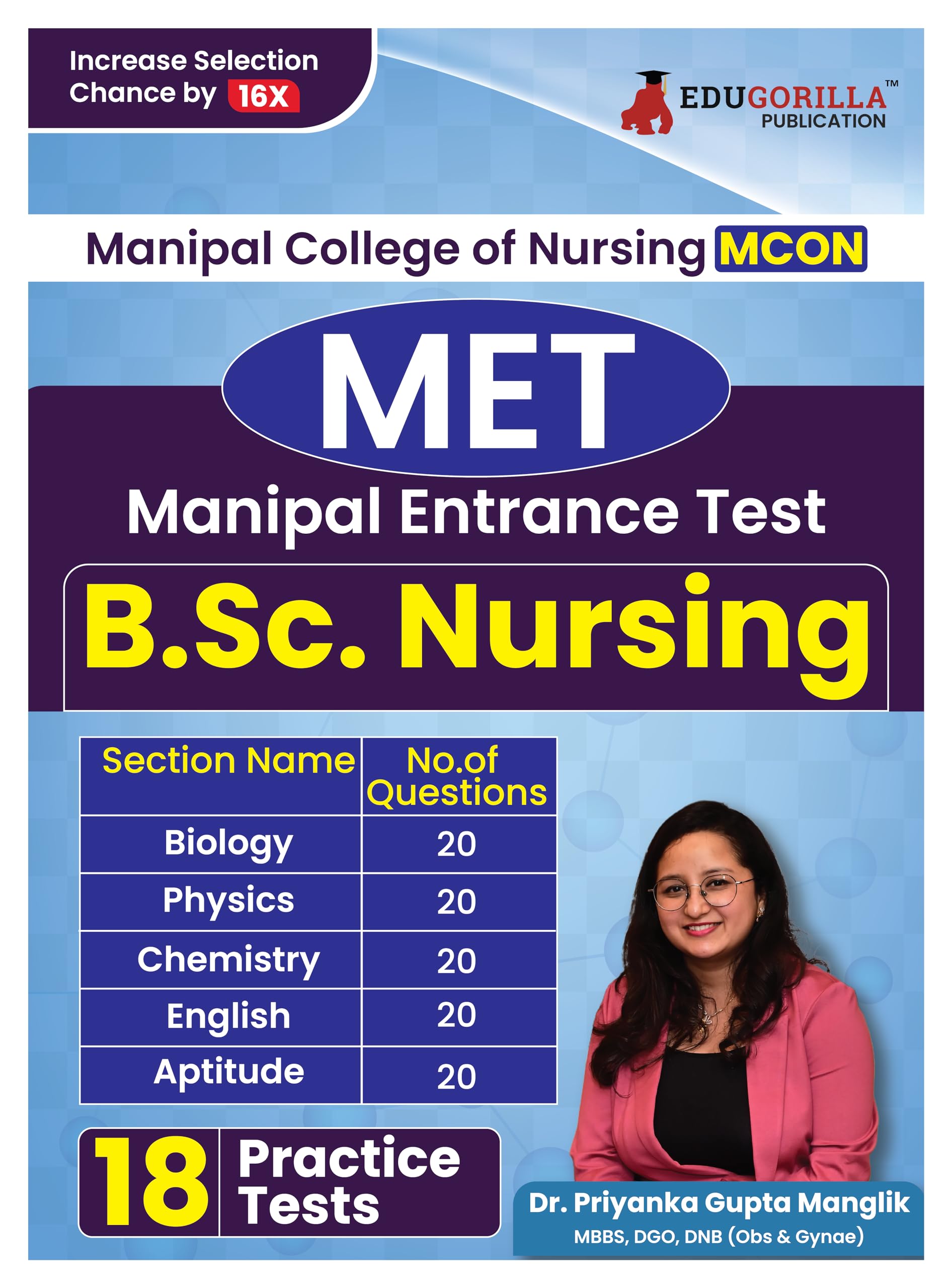 Met B.Sc. Nursing 2024 | Manipal College Of Nursing (Mcon) Entrance Test | 18 Practice Tests (1800 Mcqs) With Free Access To Onl