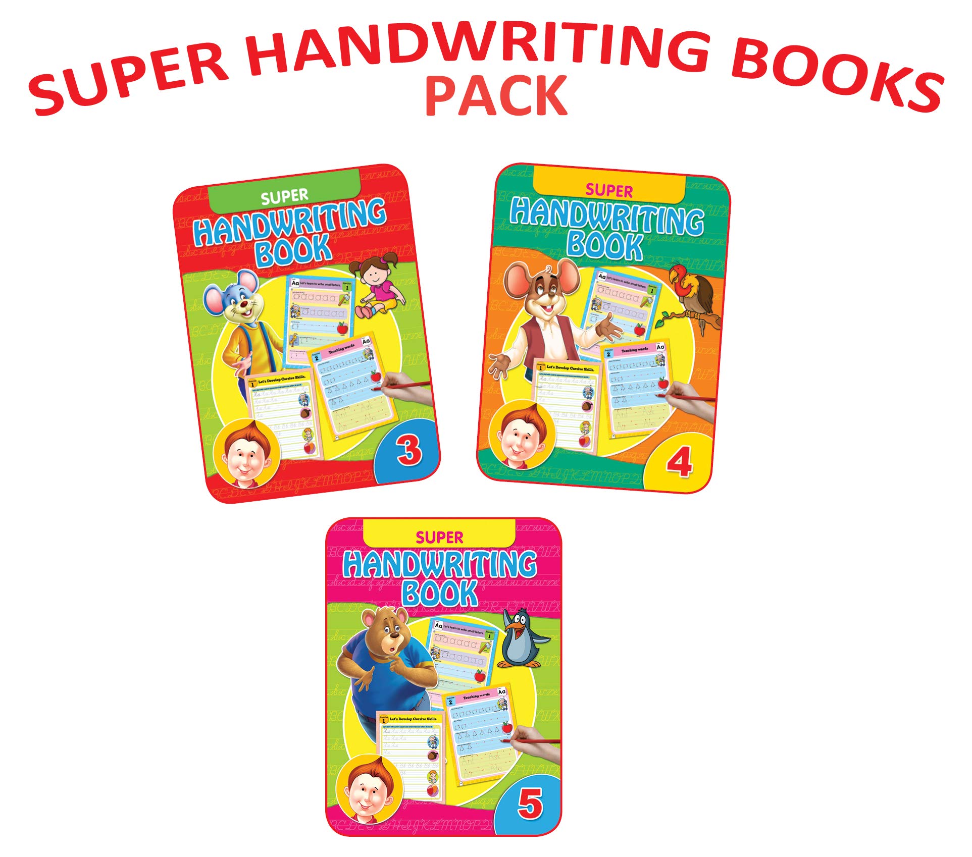 Super Handwriting Books Pack of 3 Practice Books for Kids Ages 35 | Learn Alphabet, Words & Sentences | Tracing, Handwriting Sk