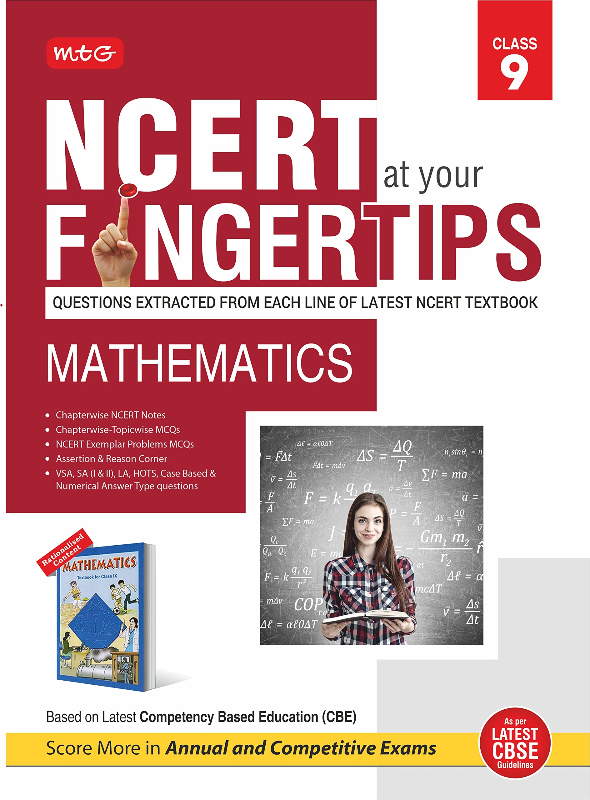 MTG NCERT at your Fingertips Class 9 Mathematics  Chapterwise Topicwise Practice Corner, NCERT Notes & Exemplar Problems MCQs, 