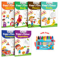 My First Copy to Colour Alphabet, Birds, Flowers, Fruits, Transport and Vegetables with 10 WAX CRAYONS :Copy Colouring book, Co