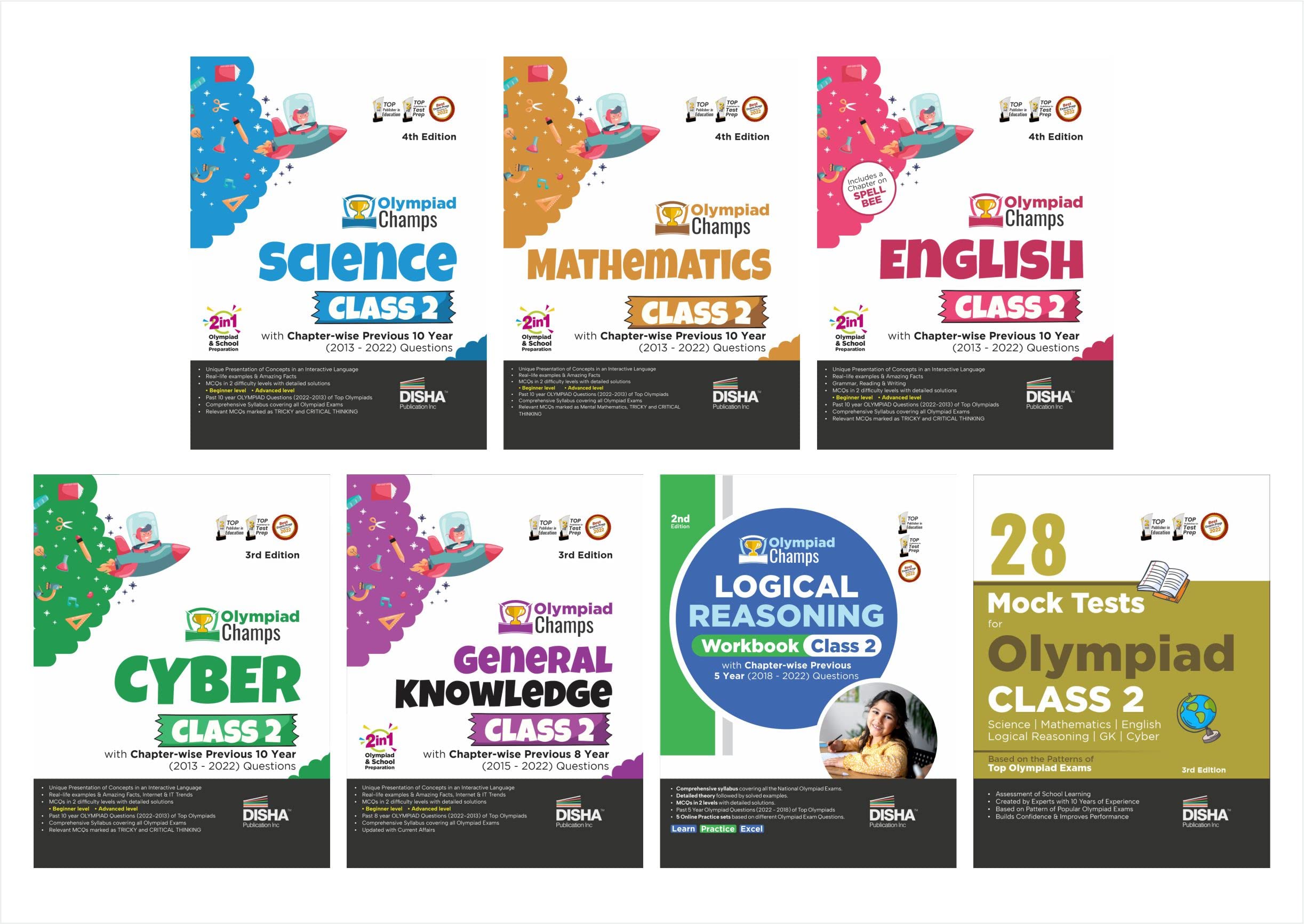 Class 2 Olympiad Champs Combo (Set Of 7 Books) Science, Mathematics, English, Logical Reasoning, Cyber & Gk With 28 Mock Tests 3