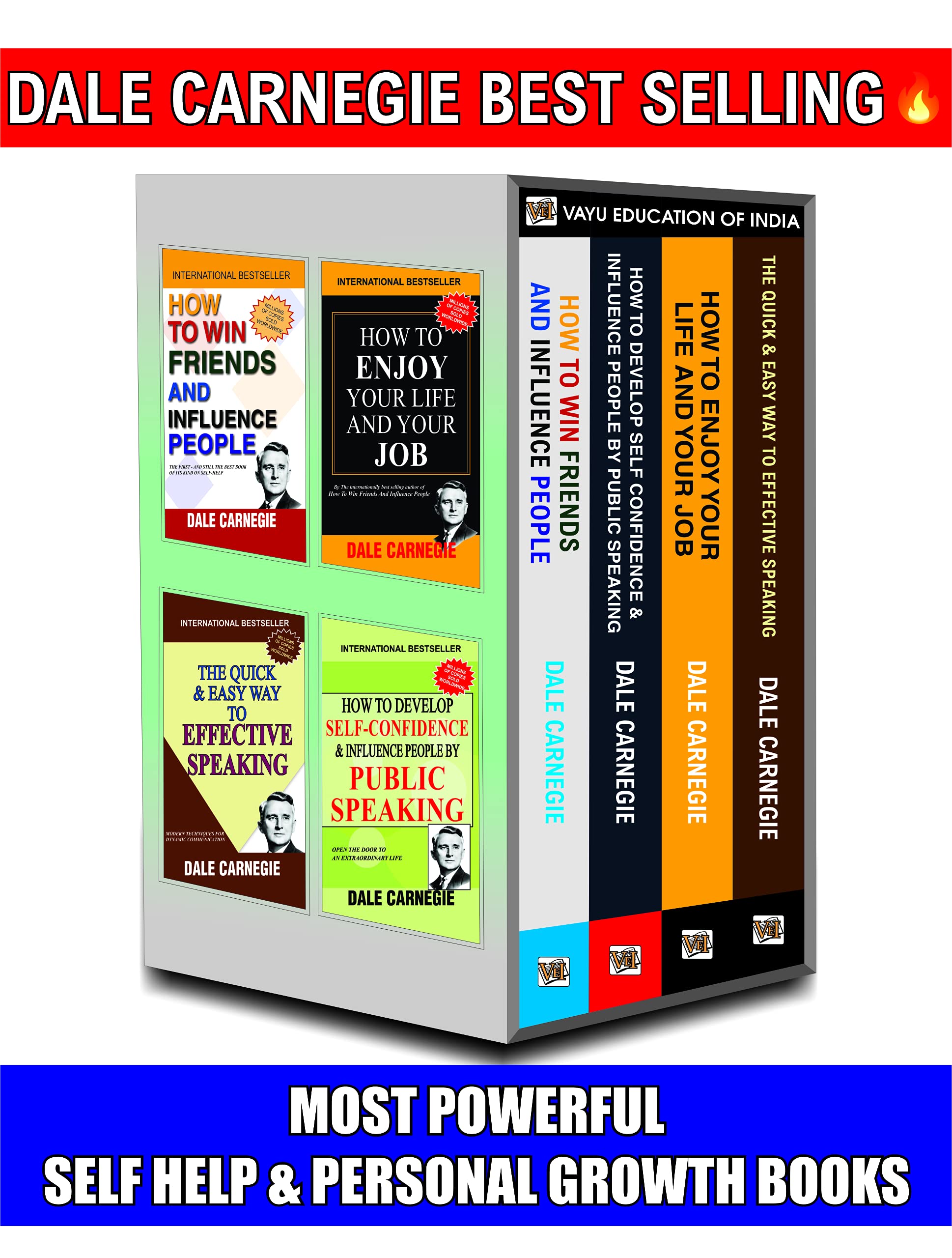Dale Carnegie Books In English, 4 Self Help & Personal Growth Books Set, How To Win Friends And Influence People, English Speaki
