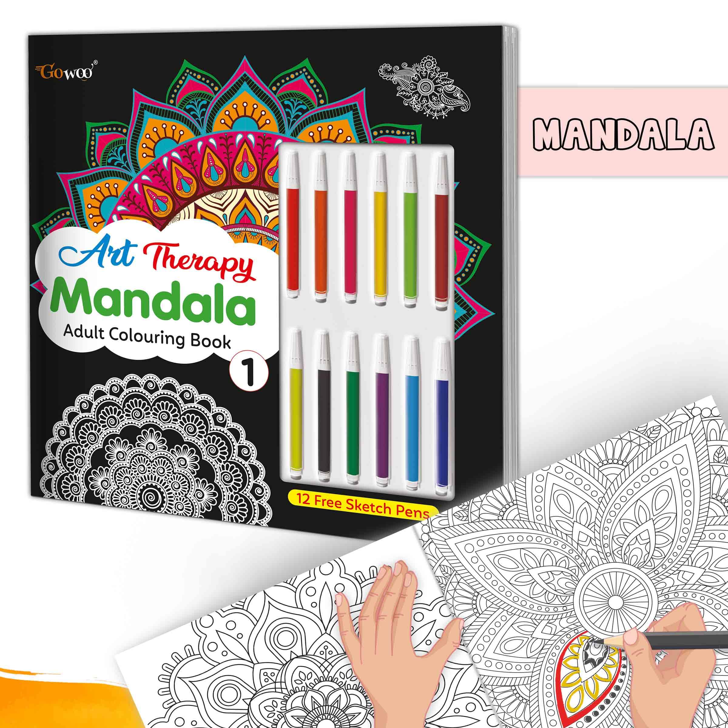 Mandala Color Adventure : Art Therapy Adult Coloring Book Featuring Mandalas, 12 Premium Sketch Pens, and TearOut Sheets, Color