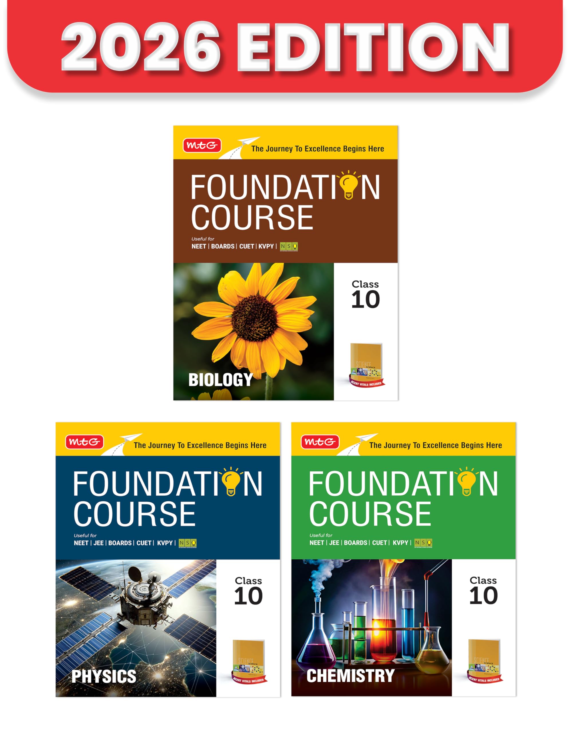 MTG Foundation Course Class 10 Physics, Chemistry & Biology (Set of 3 Books) For NEET, CUET & Boards Exams (Edition 20262027)