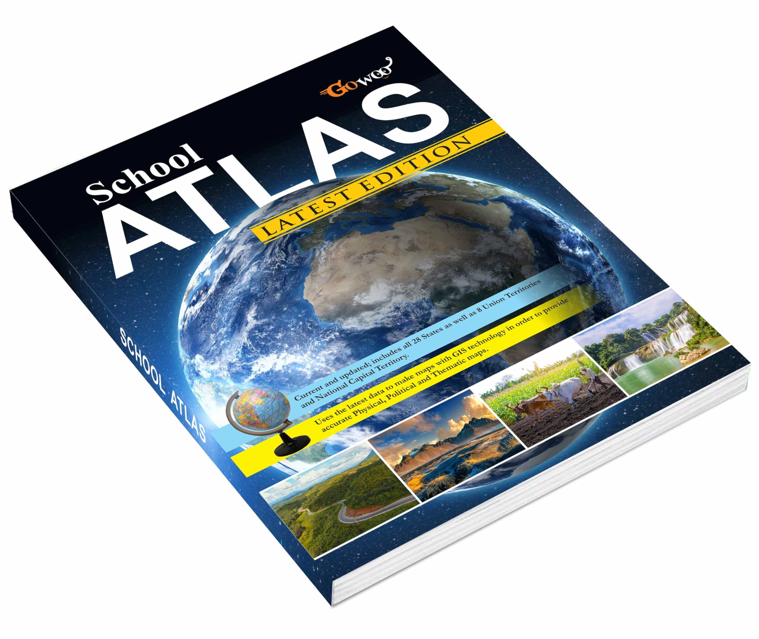 Updated School Atlas in English | Comprehensive Mapping with Maplitho Paper | Covers Indian States, World Maps & Physical Featur
