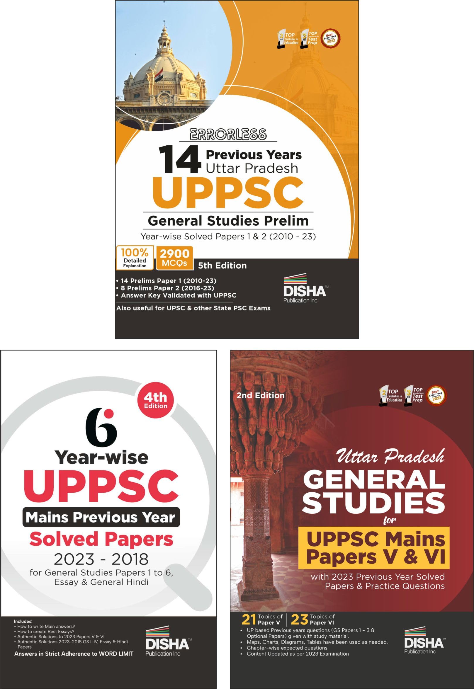 Combo (Set Of 3 Books) Uttar Pradesh Civil Services Uppsc Prelims (2010 To 2023) & Mains (2023 To 2018) YearWise Solved Papers 