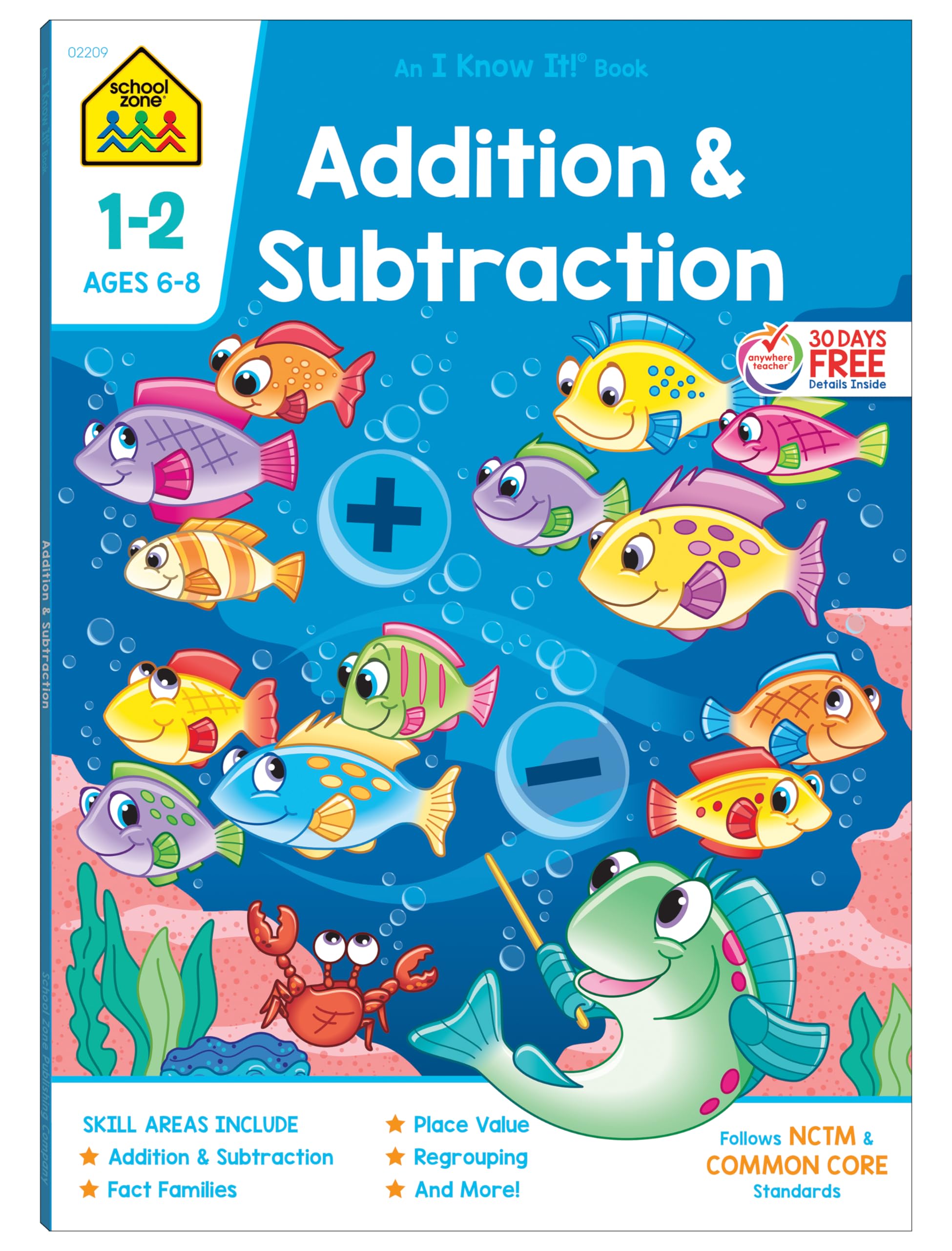 School Zone Addition & Subtraction Workbook: 64 Pages, 1st Grade, 2nd Grade, Elementary Math, Sums, Differences, Place Value, Re