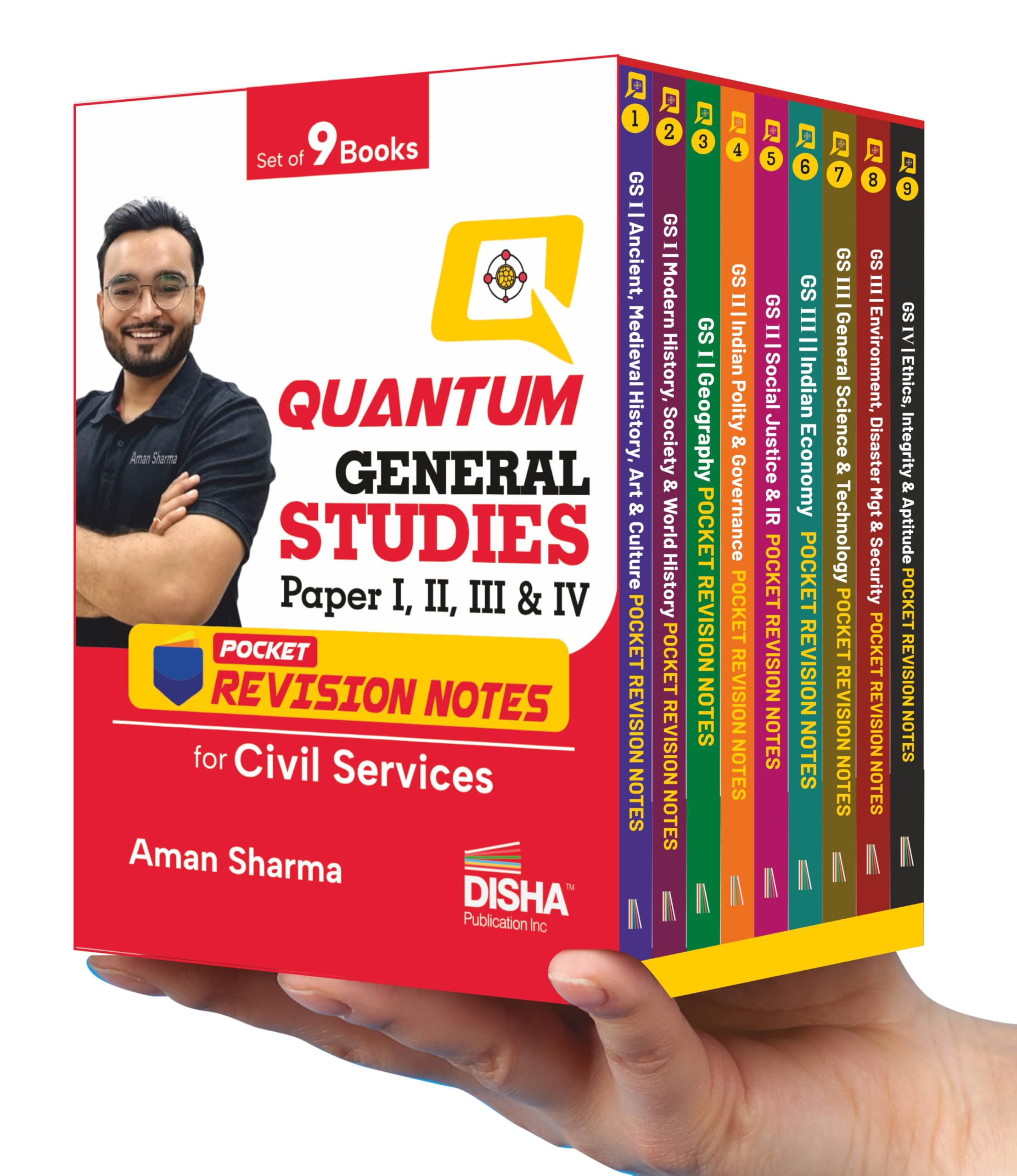 Disha Combo (9 Books) Quantum General Studies Paper I, Ii, Iii & Iv Pocket Revision Notes For Civil Services | Upsc & State Psc 