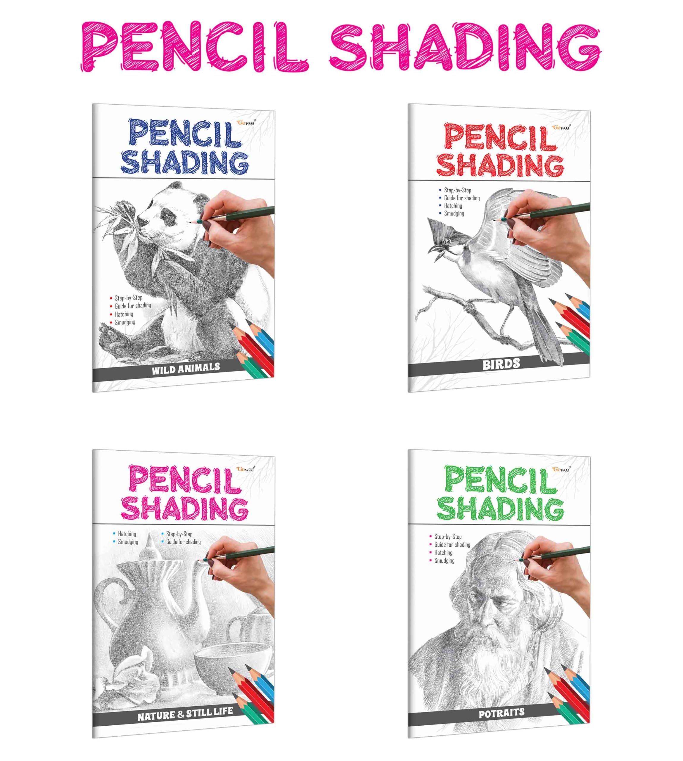 Pencil Shading  Birds, Wild Animals, Nature & Still Life and Portraits : Educational book for kids, skill development book for 