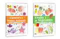 2 in 1 Copy to Colour  Flowers & Water Animals and Fruits & Vegetables : Beautiful garden blooms, Playful sea life, Bright foo