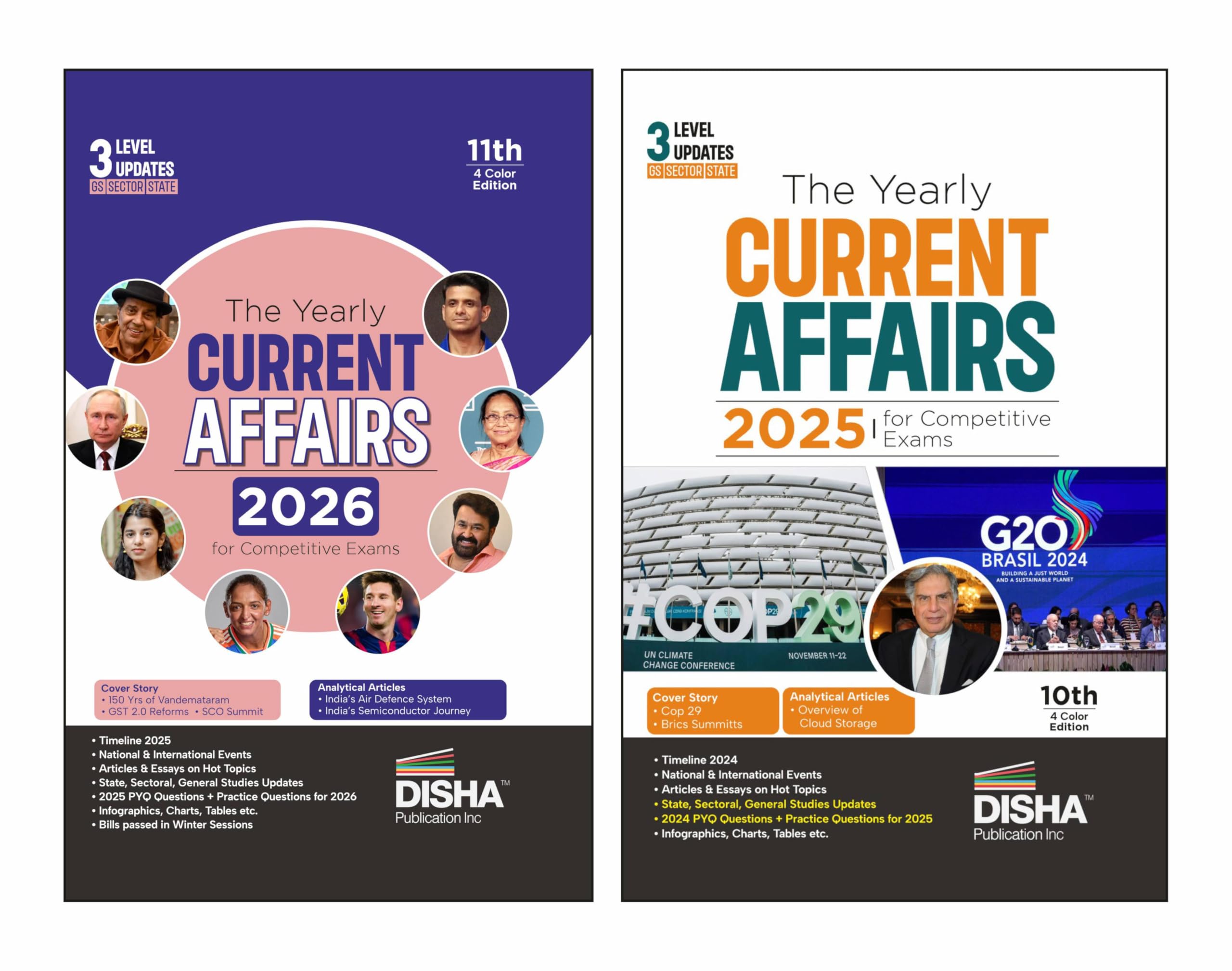 Disha Color Combo (Set Of 2 Books) The Yearly Current Affairs 2026 & 2025 For Competitive Exams 5Th Edition | Upsc, State Psc, S