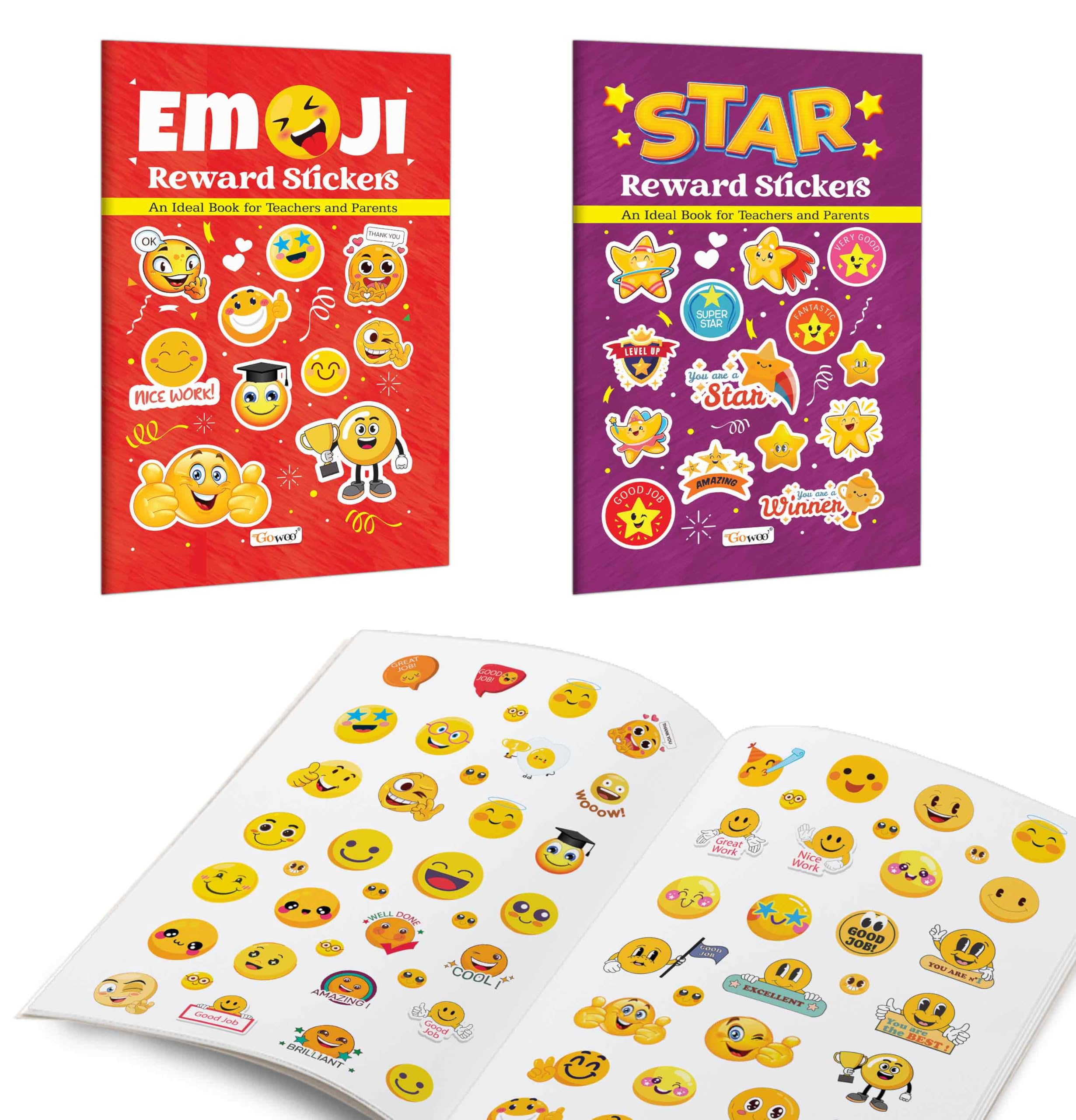 Emoji Reward Stickers and Star Reward Stickers : colourful appreciation pack, early education stickers, creative recognition to
