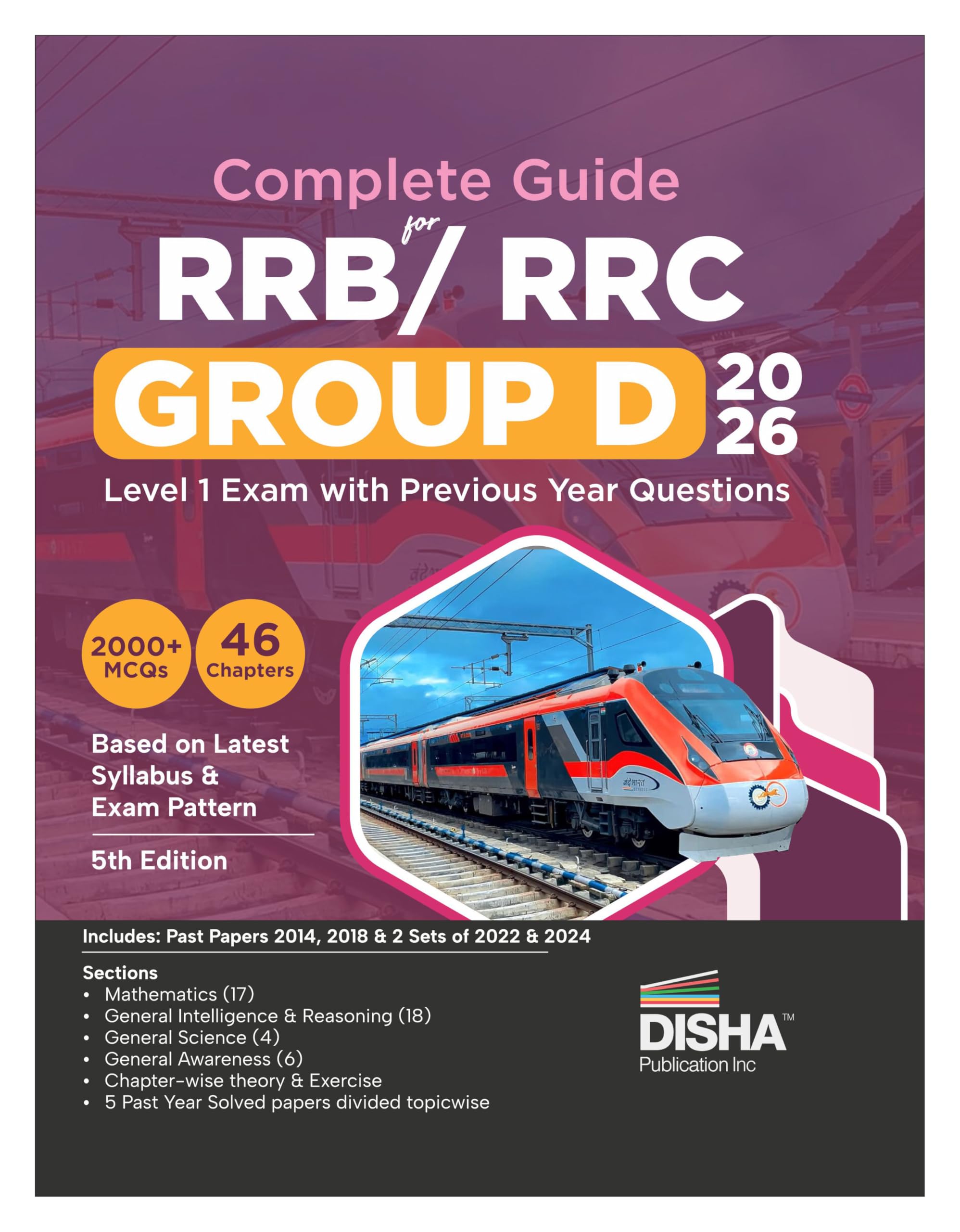 Disha Complete Guide For Rrb/ Rrc Group D 2026 Level 1 Exam With Previous Year Questions 5Th Edition | Railway Recruitment Board