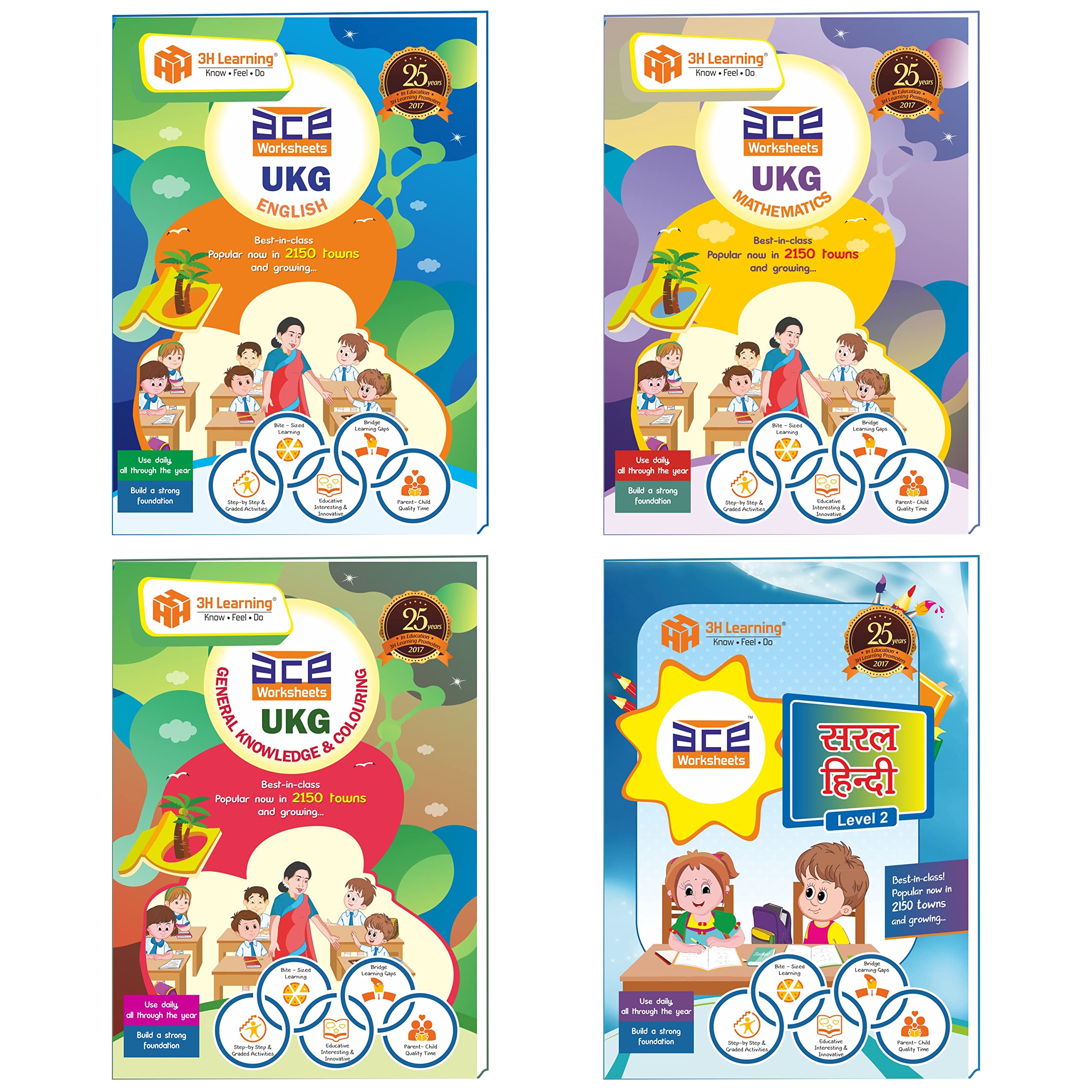 Ukg Kids 336 Pages 4 Ace Worksheets Cbse Books Early Learning All In One English Hindi Maths Gk / Evs Interactive Fun Workbook A