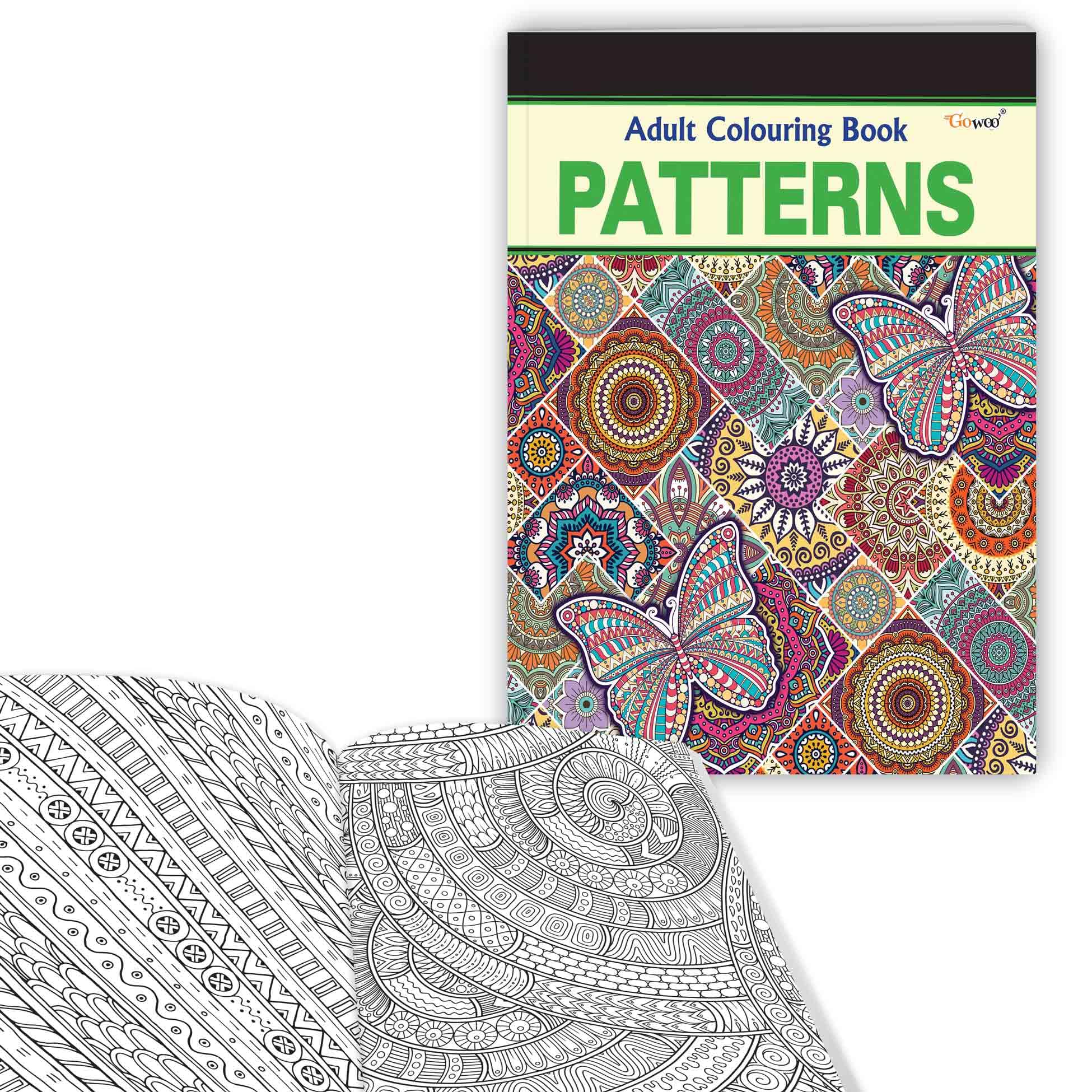 Patterns  Adult Colouring Book : Fun patterns designs for kids and adults, Relaxing colouring art, Adult coloring book for stre