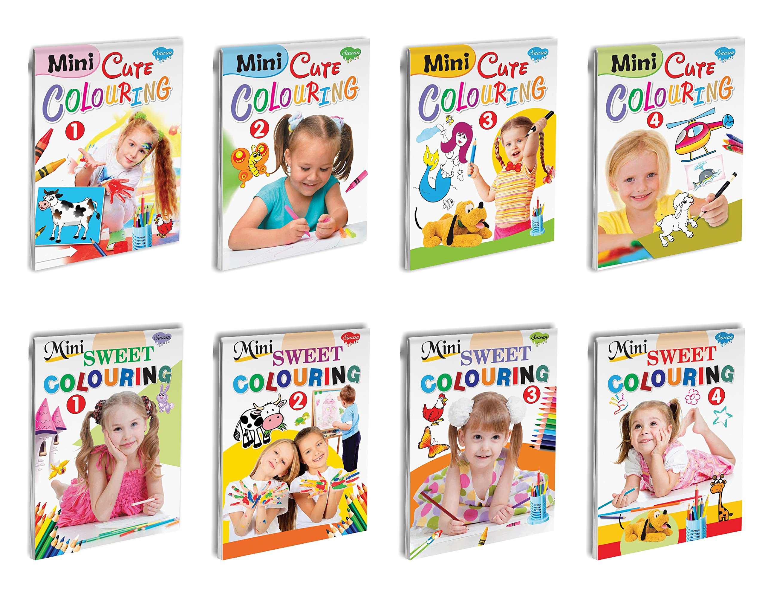 Sawan Mini Cute And Sweet Colouring Books | Pack Of 8 Books