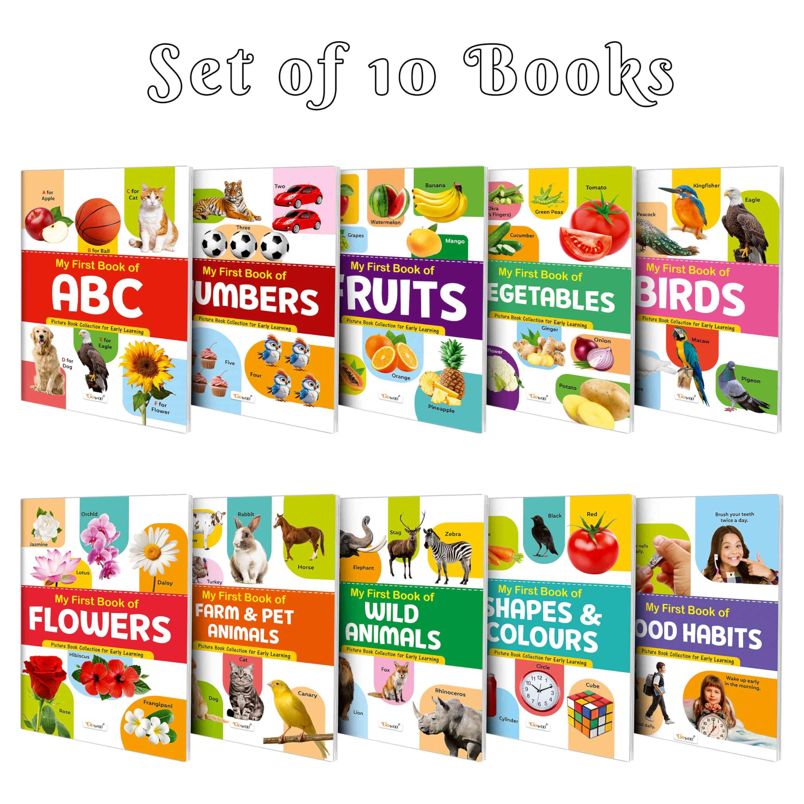 My First Picture Book Collection For Early Learning With 10 Topics (Waterproof, DustResistant, Big Fonts, Laminated, Realistic 