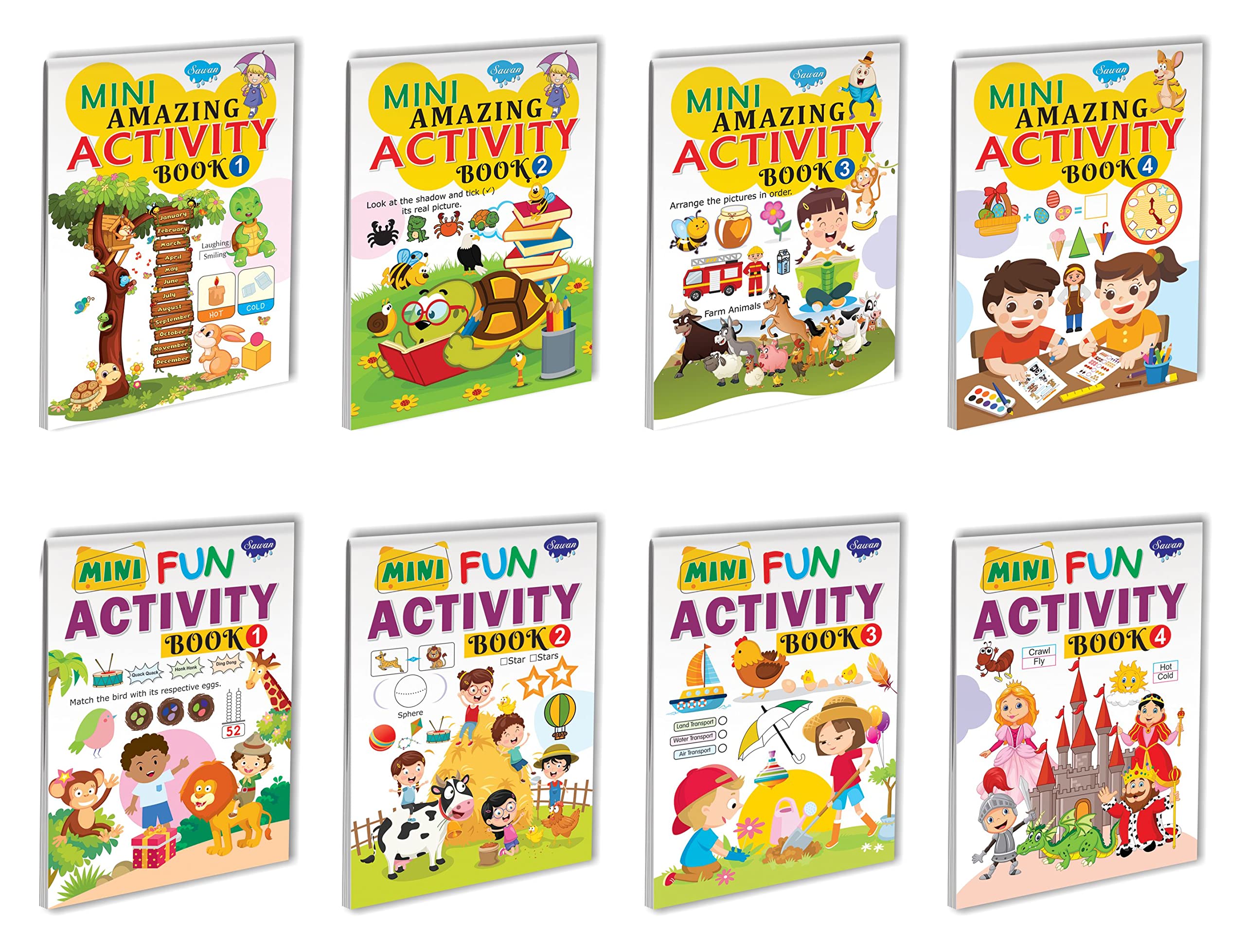 Mini Activity Books | Pack Of 8 Books | Mini Amazing Activity 14 And Mini Fun Activity 14