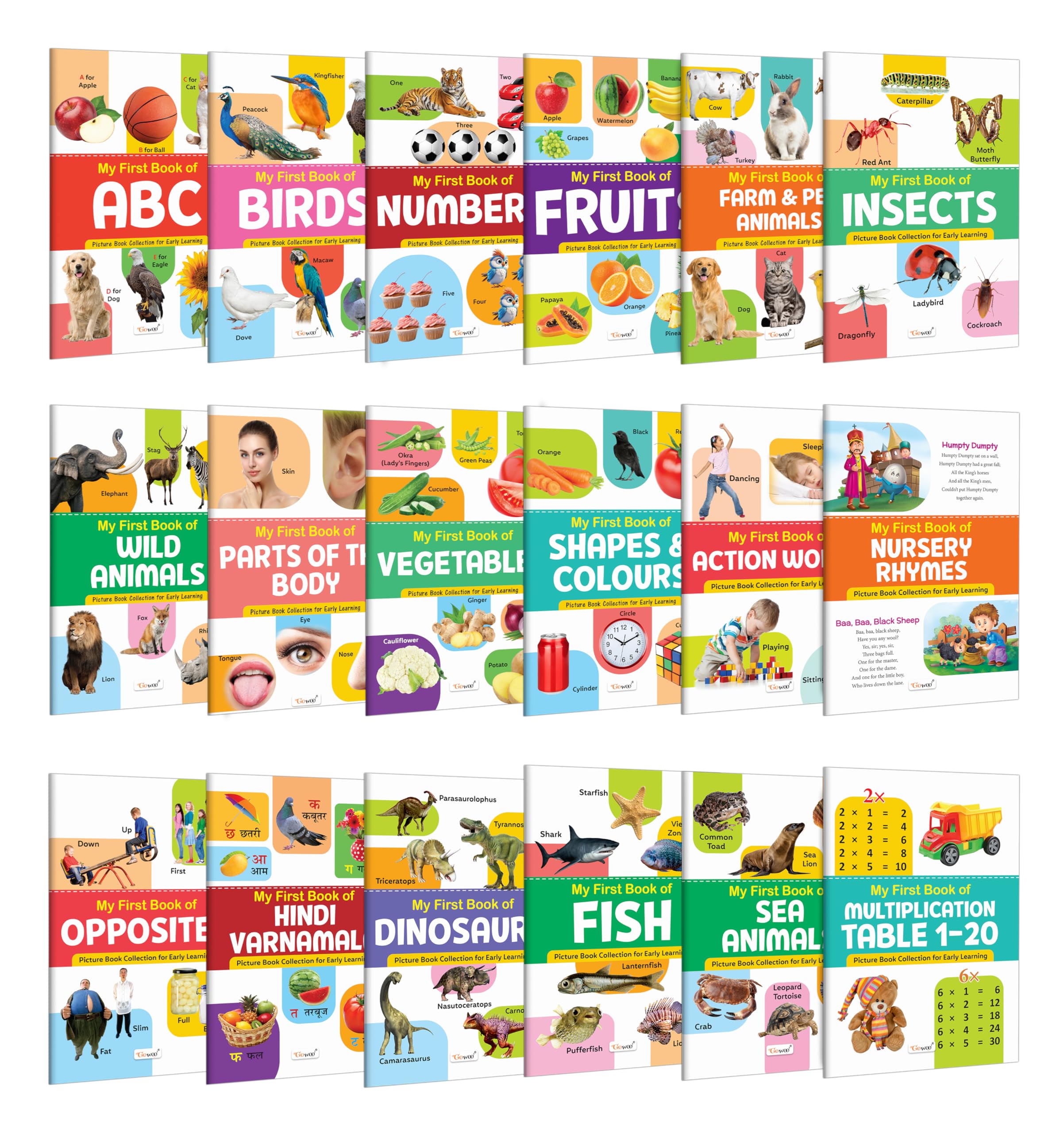 My First Book of ABC, Numbers, Fruits, Birds and more : preschool learning book, interactive books for toddlers, my first pictu