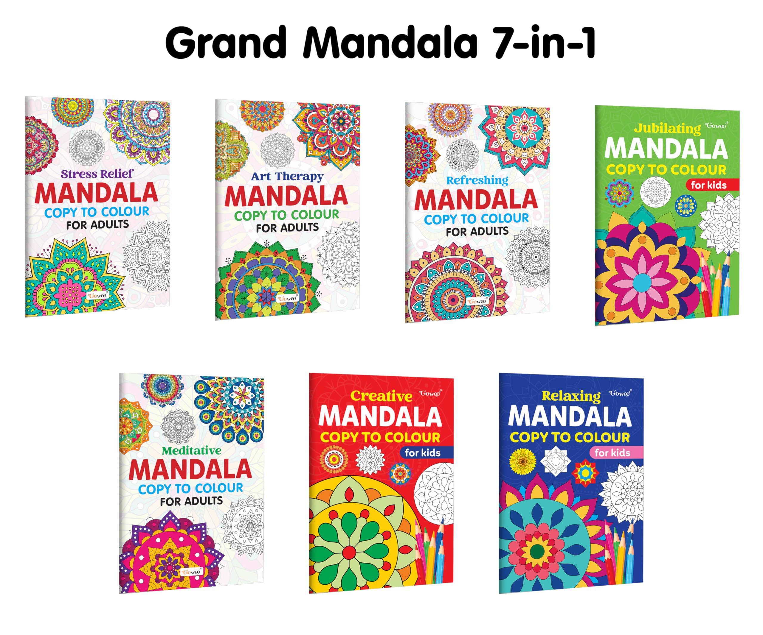 Stress Relief, Art Therapy, Refreshing Mandala Copy to Colour for Adults & Kids and more : Soothing Mandala Designs, Creative 