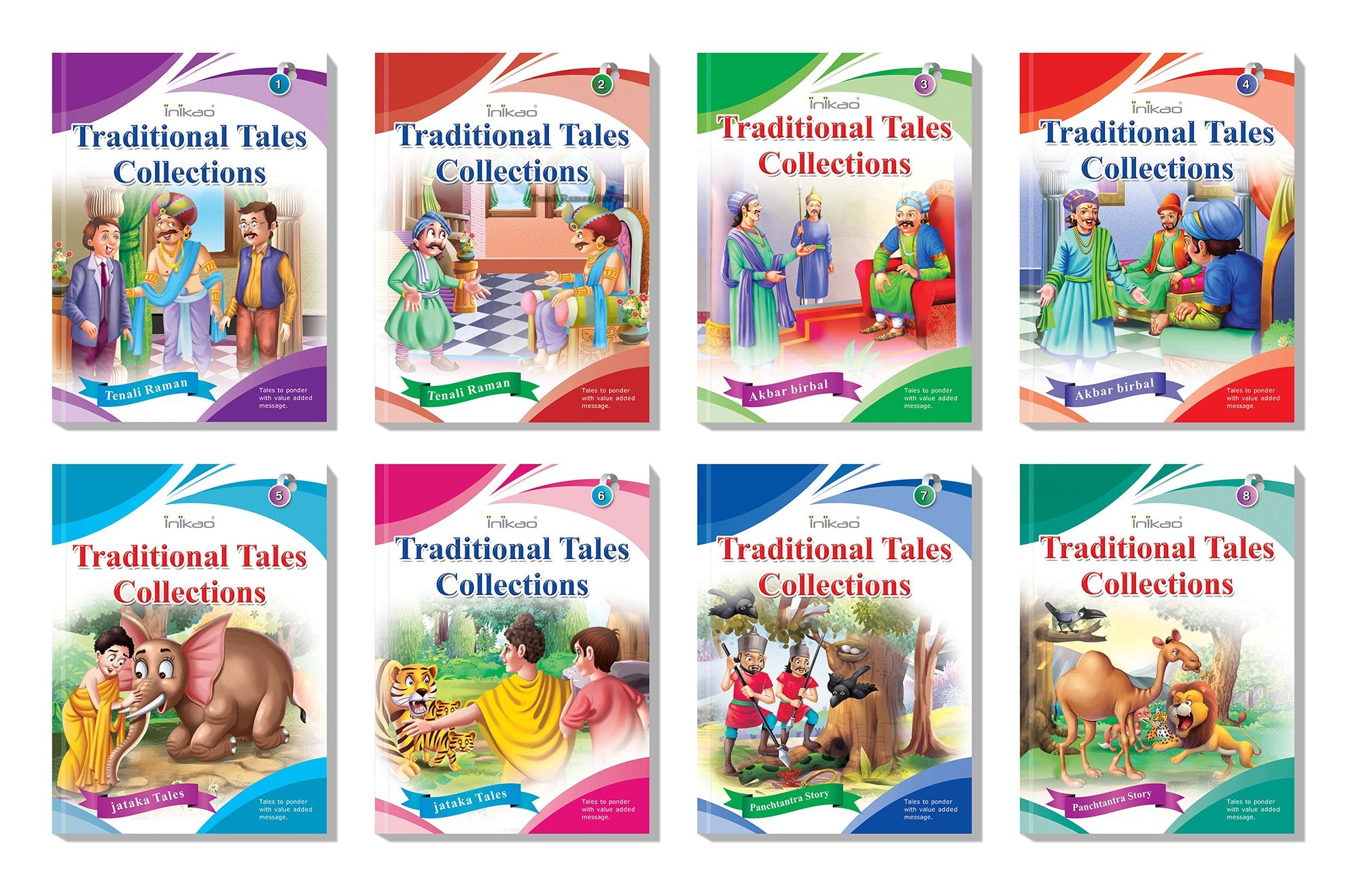 Inikao English Story Books For Kids | A Total Of 120 Panchatantra & Traditional Short Stories With Pictures In Pack Of 8 For Chi