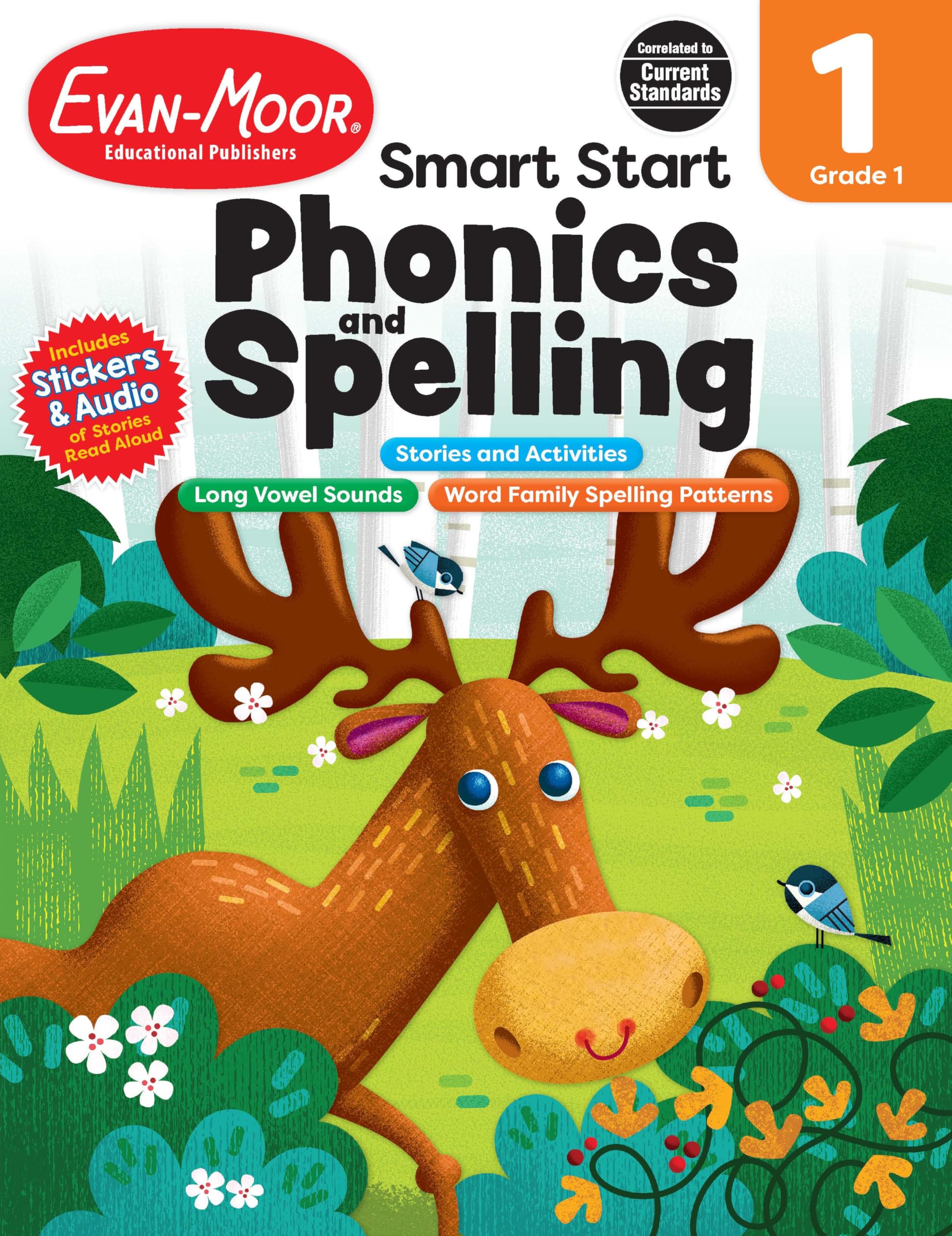 EvanMoors Smart Start Phonics and Spelling Workbook for Grade 1, Beginning Reading, Spelling patterns, Learn to Read, Homeschoo