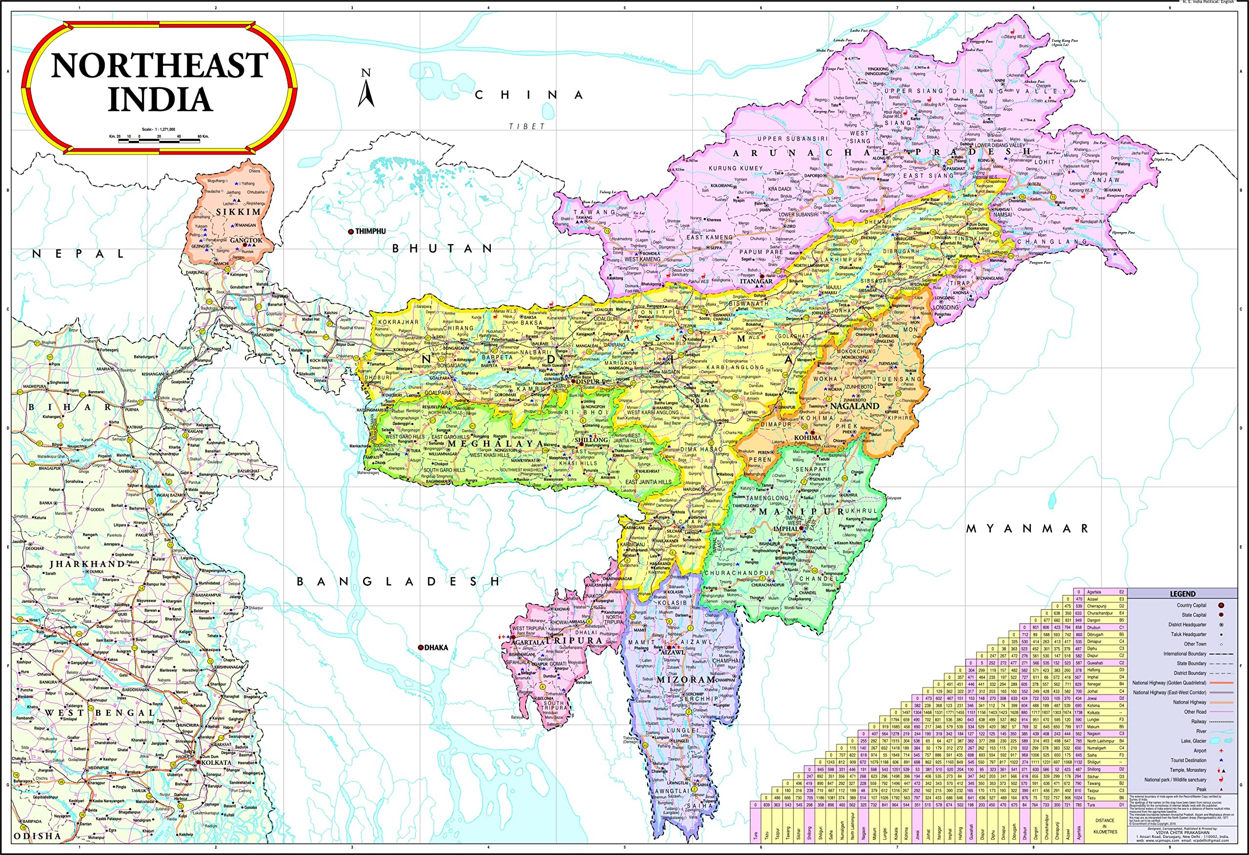 VCP | North East India Map | Laminated | 70x100 cm
