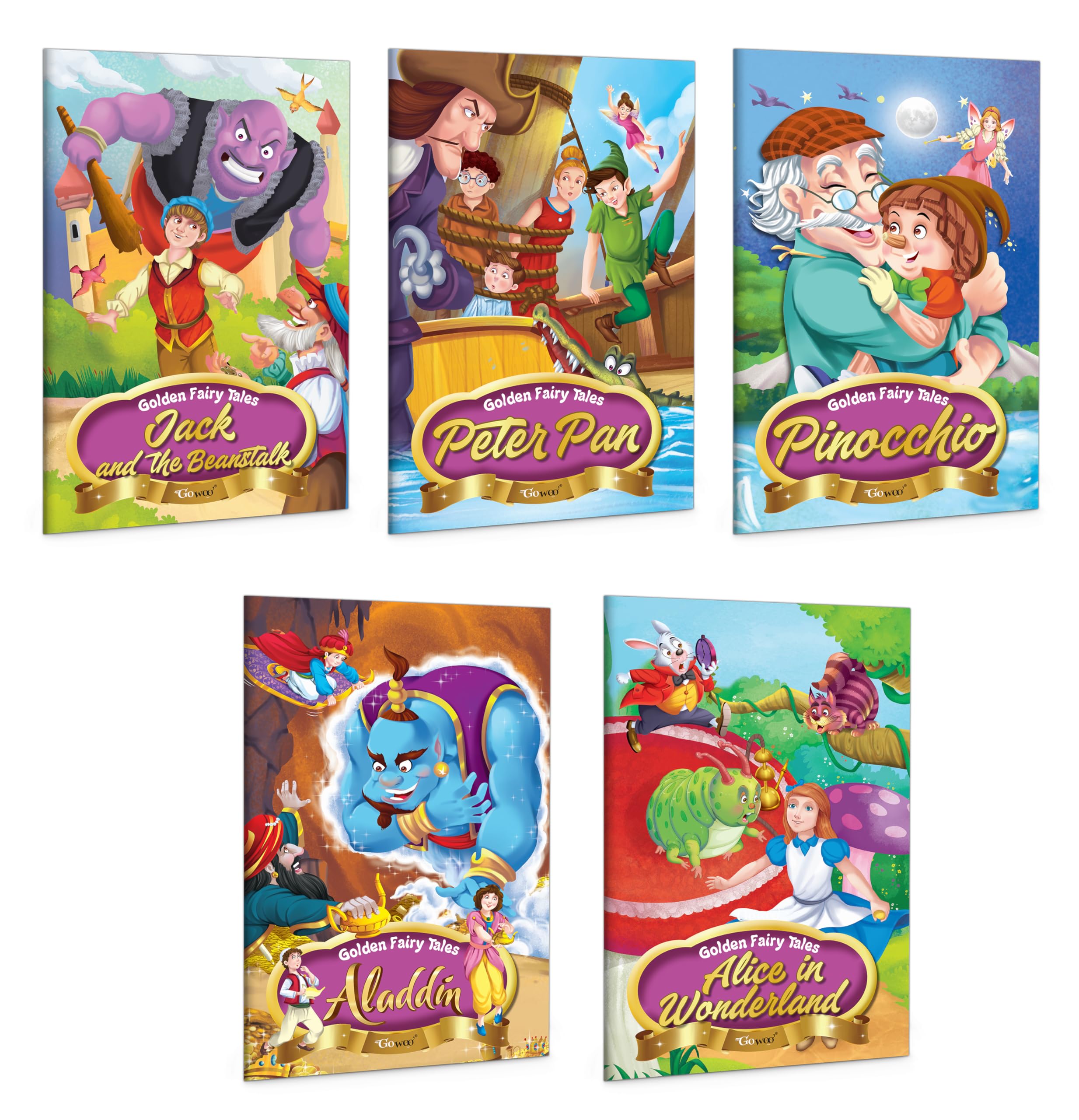 Aladdin, Alice in Wonderland, Pinocchio, Peter Pan and Jack and the Beanstalk  Golden Fairy Tales : Classic Fairy Tales for Ear