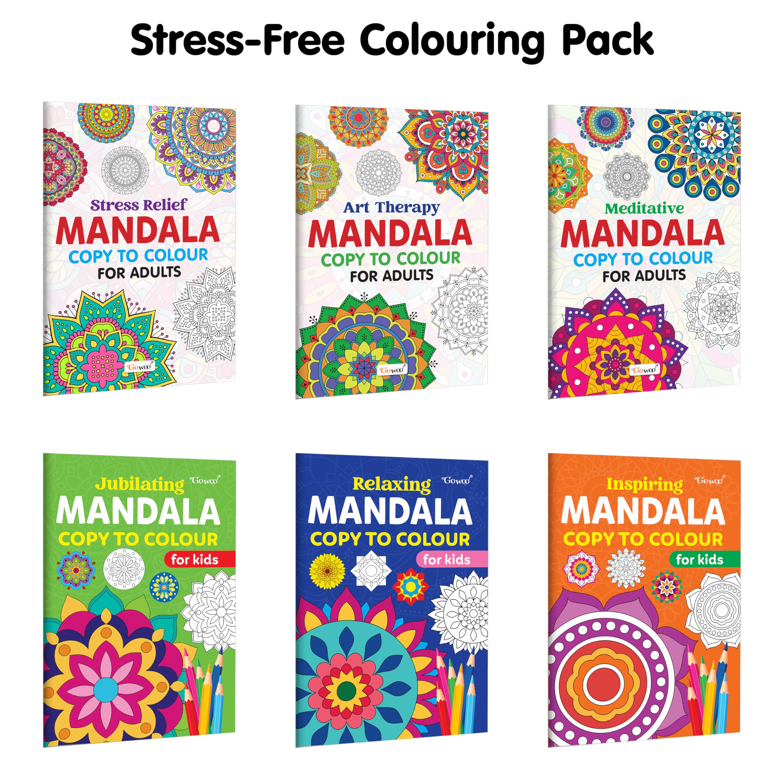 Stress Relief, Art Therapy, Meditative  Mandala Copy to Colour for Adults & Kids and more : Mandala Colouring Book for Relaxat