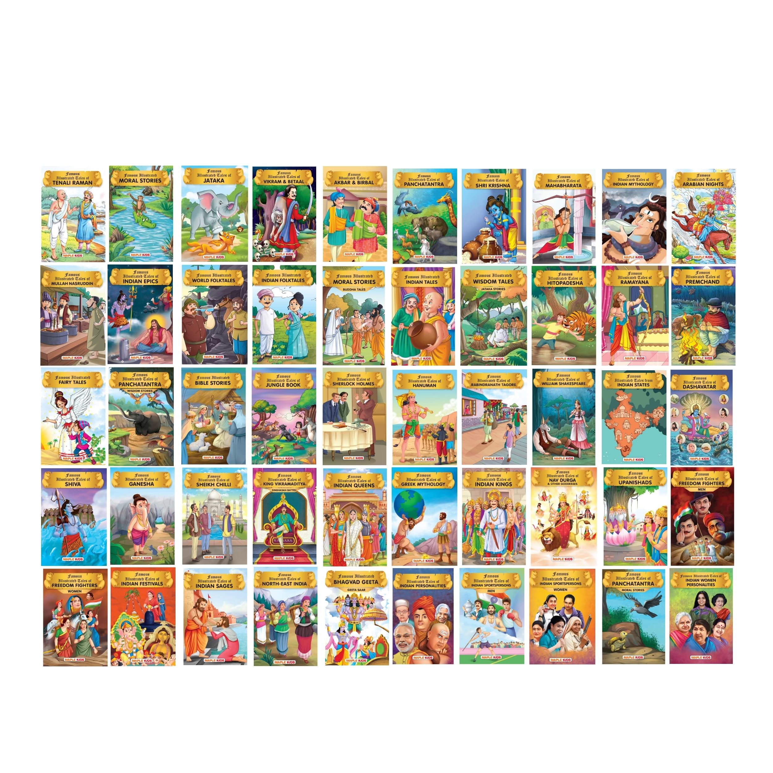 Story Books for Kids (Set of 50 Books) (Illustrated)  Ramayana, Tenali Raman, Krishna, Vikram Betaal, Akbar Birbal, Panchatantr
