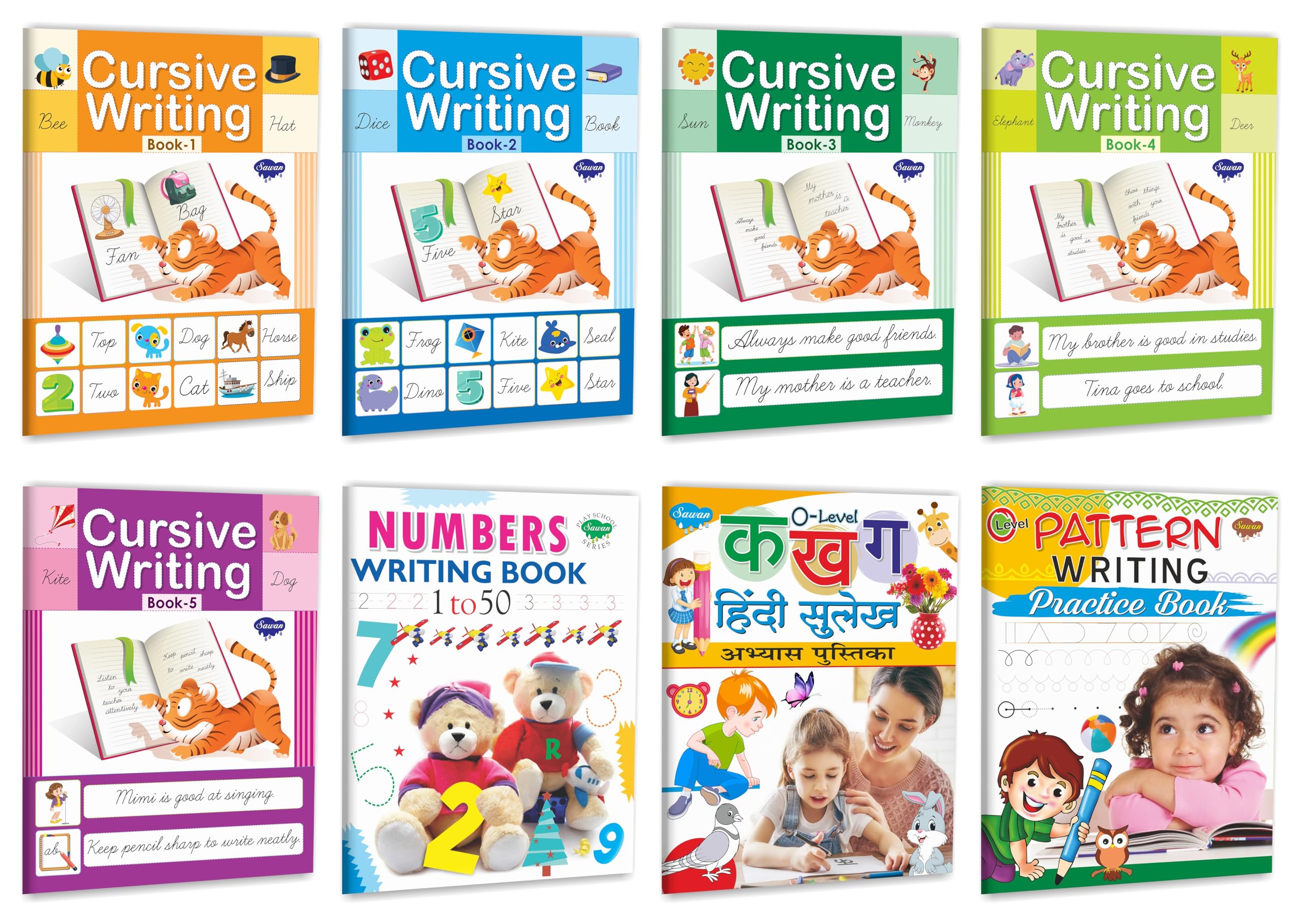 Cursive Writing Book (Set Of 8 Books) Paperback | Super Jumbo Combo For Collecters And Library School Activity Books