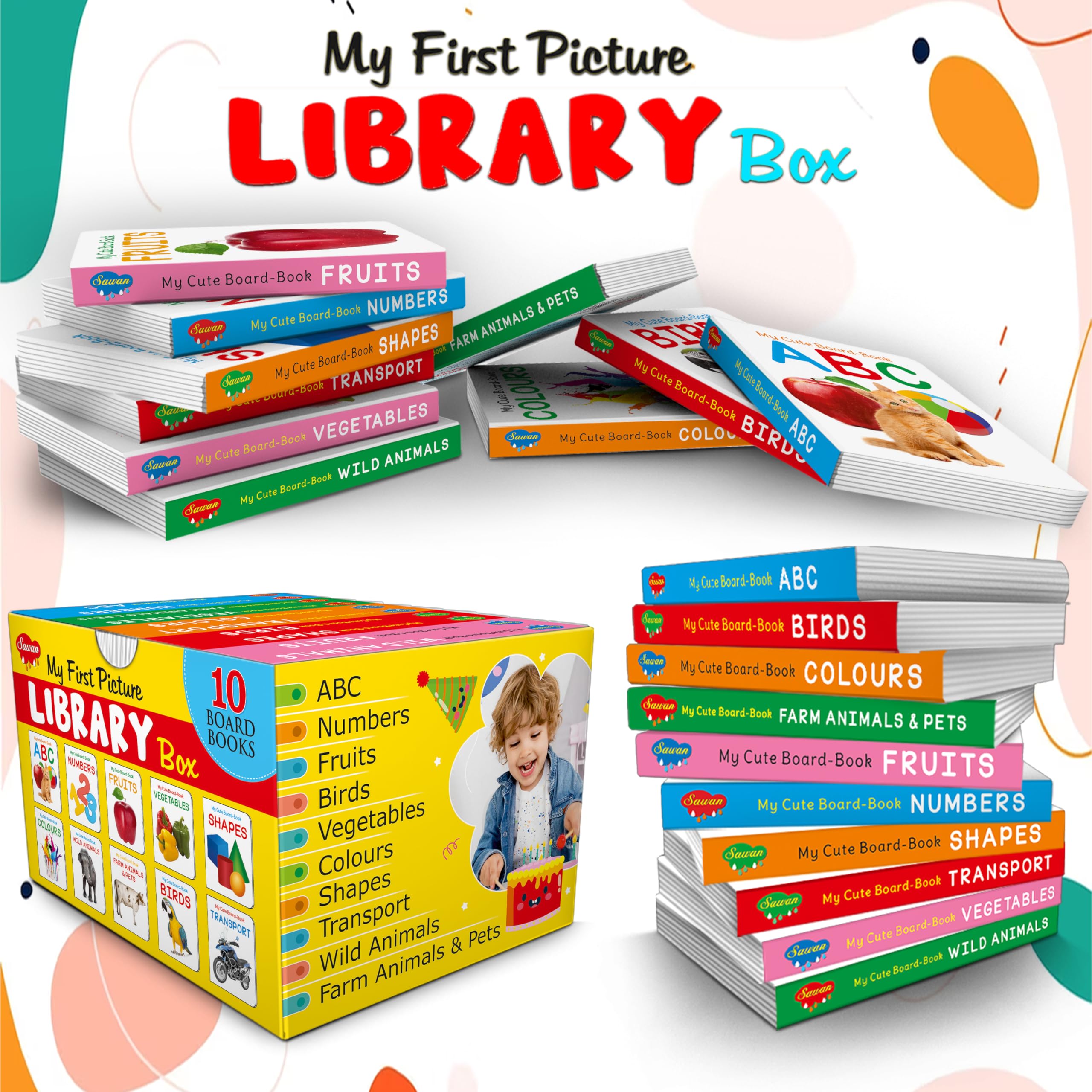 Essential Board Book Of All In One Box Set : My First Picture Library Box, Educational picture books for toddlers, Collection of