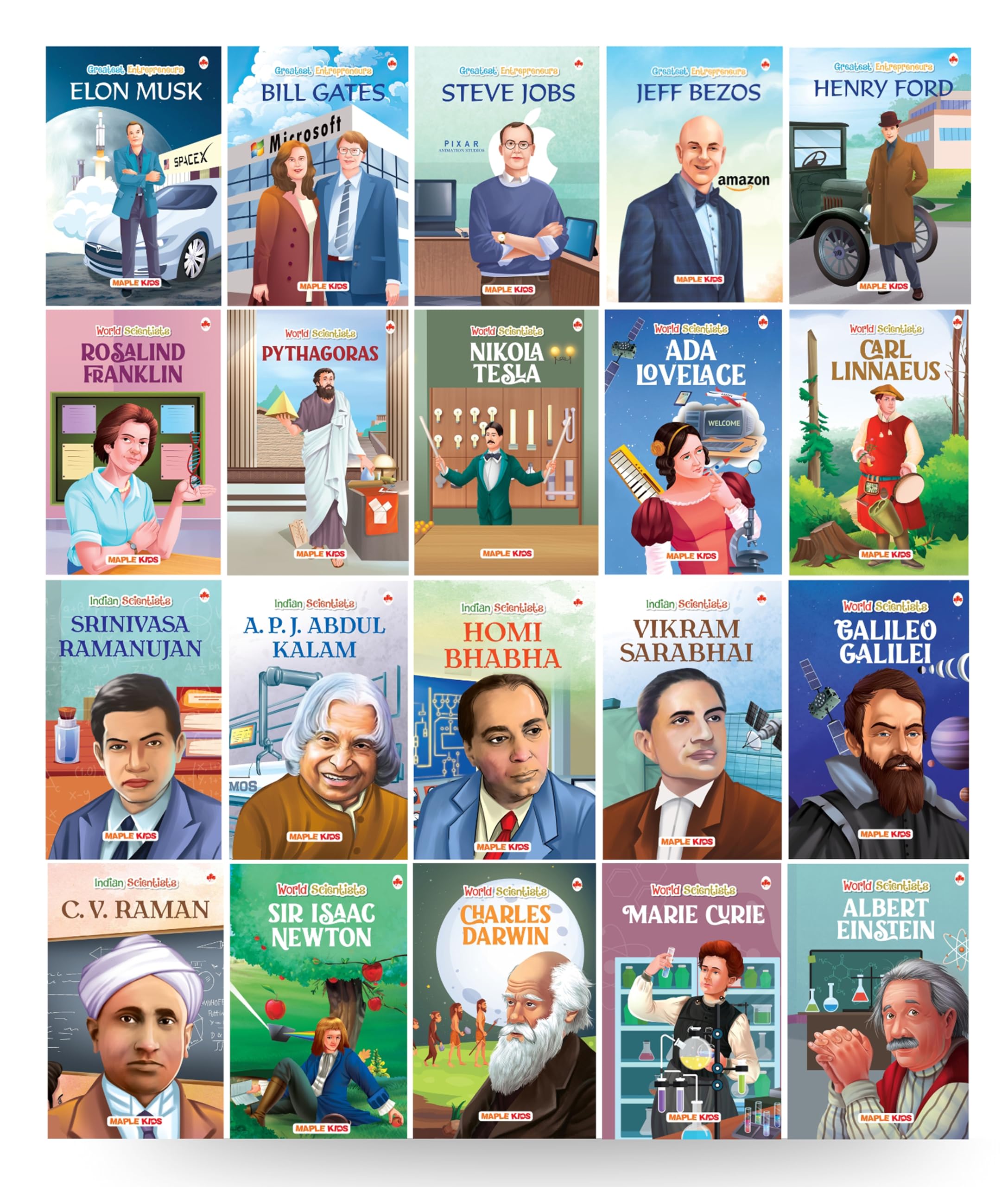 Story Books for Kids (Set of 20 Books)  Scientists and Entrepreneurs  Biographies for Children  C.V Raman, Abdul Kalam, Isaac