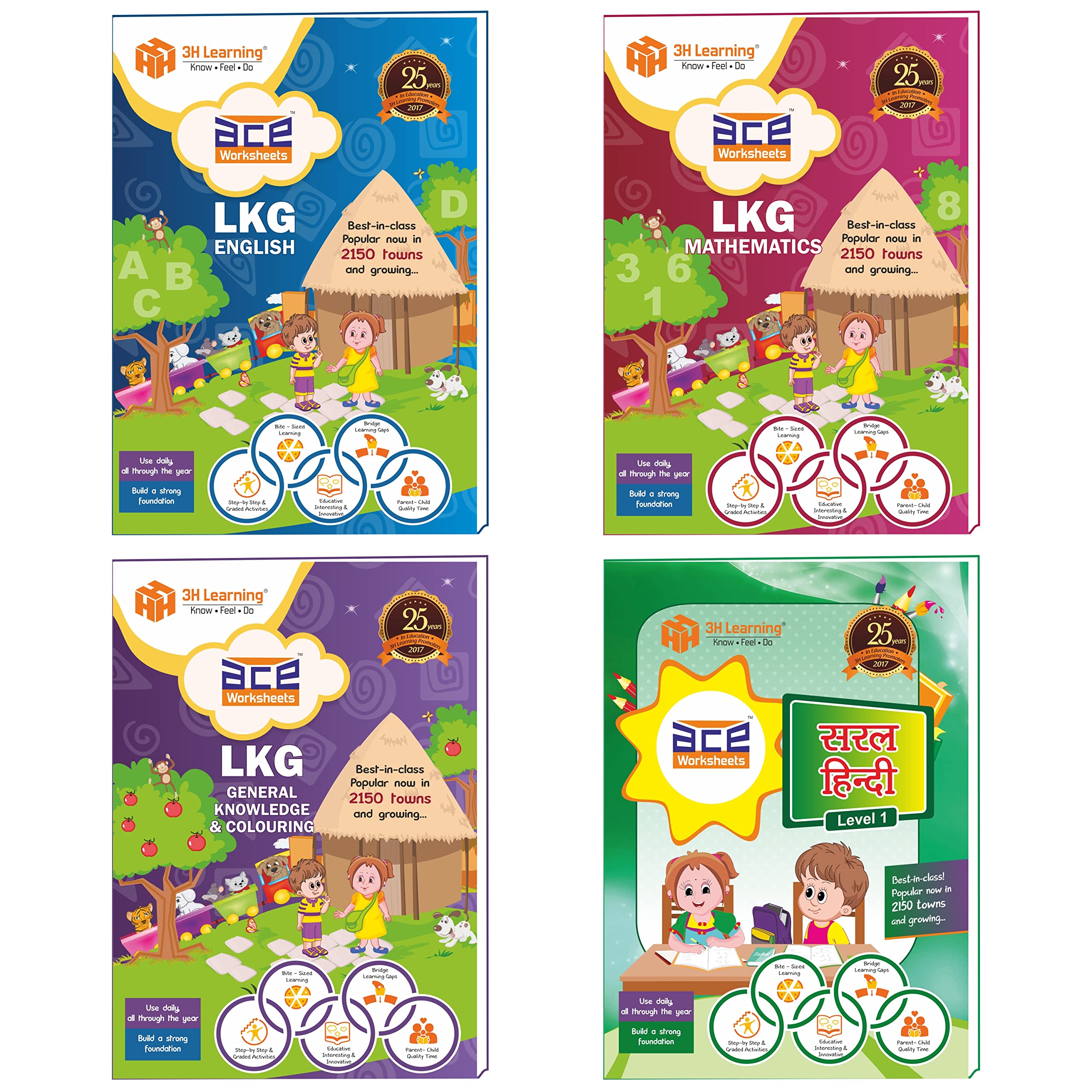Lkg Kids 336 Pages 4 Ace Worksheets Cbse Books Early Learning All In One English Hindi Maths Gk / Evs Interactive Fun Workbook A