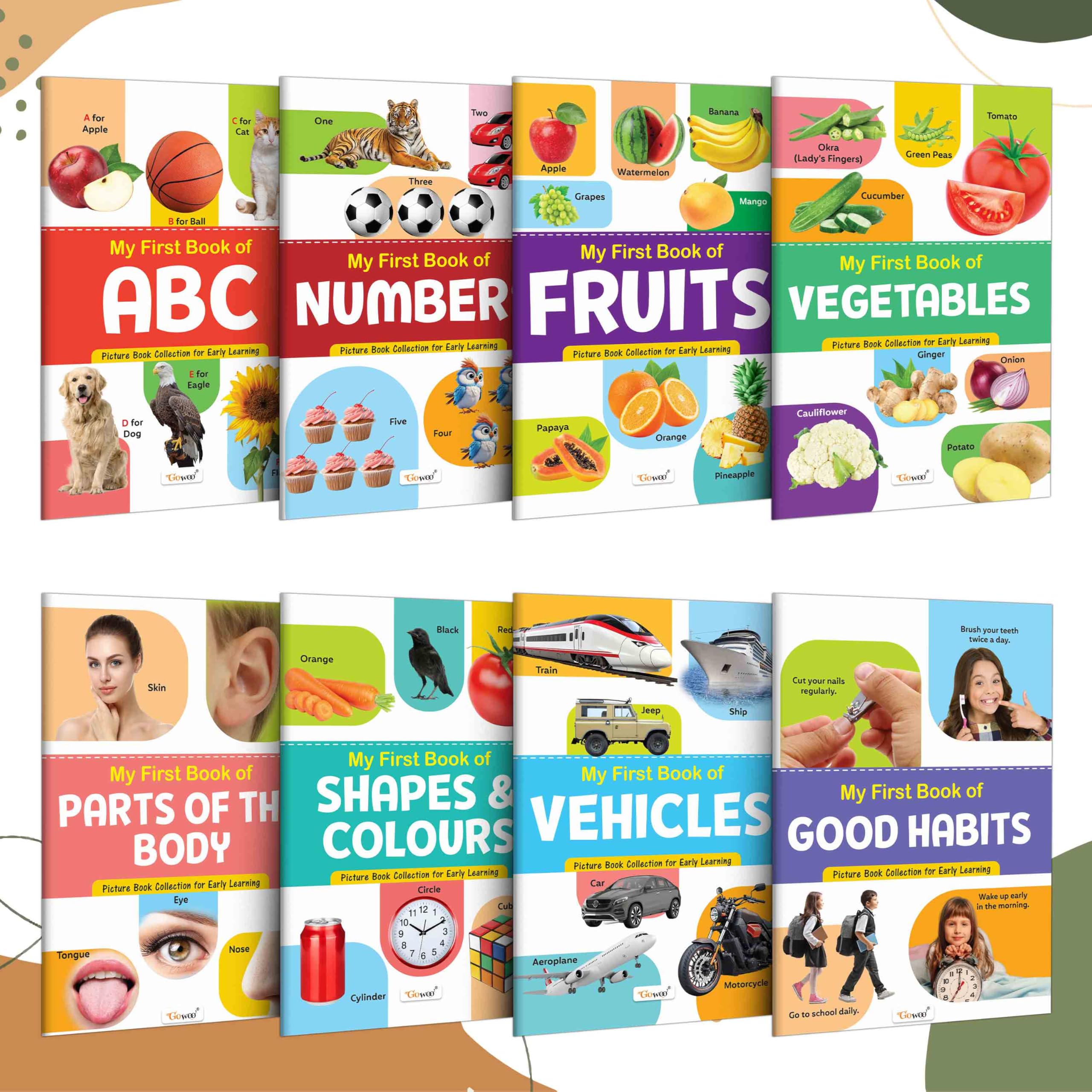My First Picture Book Collection For Early Learning : With 8 Topics : (Waterproof, DustResistant, Big Fonts, Laminated, Realist