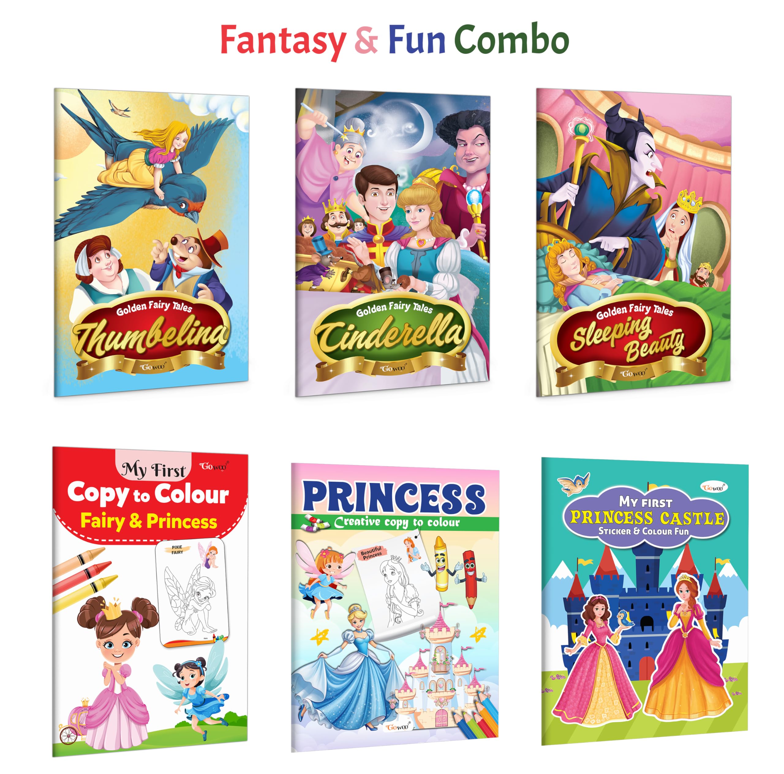 Golden Fairy Tales: Cindrella, Sleeping Beauty, Thumbelina and more : Fairy tale collection, Kids classic stories, Princess col