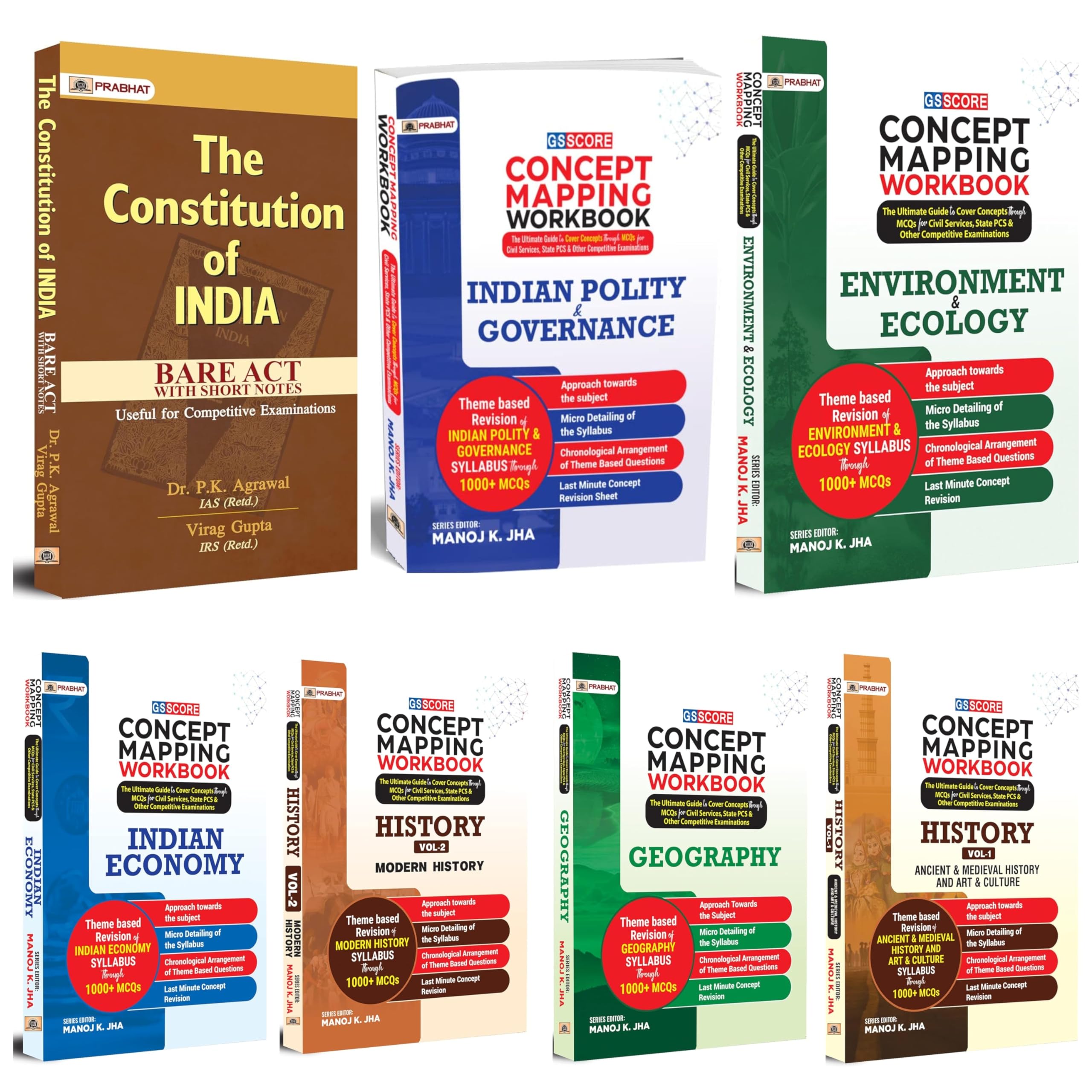 The Constitution of India Bare Act + GS SCORE (Indian Polity & Governance + Environment & Ecology + Indian Economy + History Vol