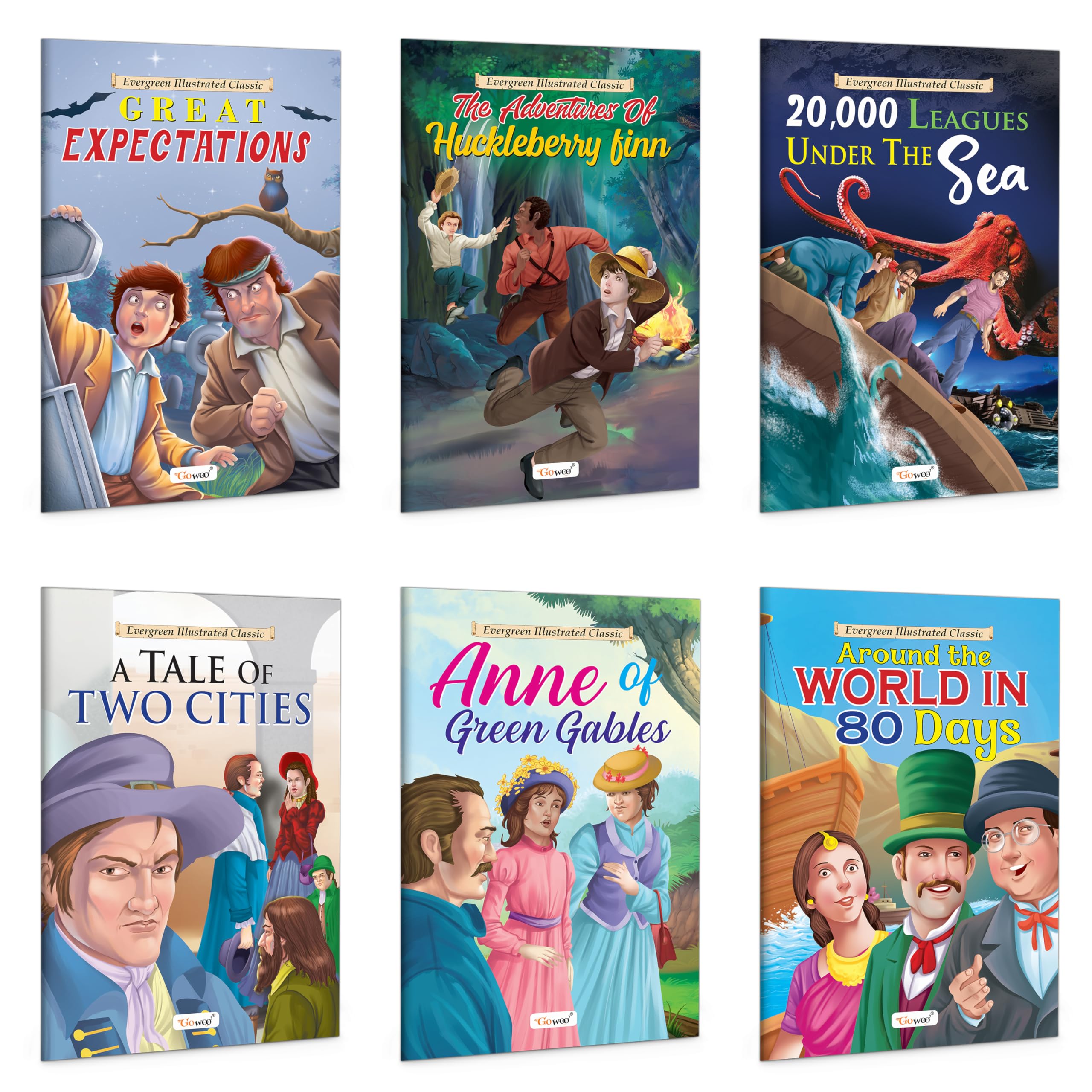 Timeless childrens adventure Story books : 20,000 Leagues Under the Sea, The Adventures of Huckleberry Finn and more  Classic