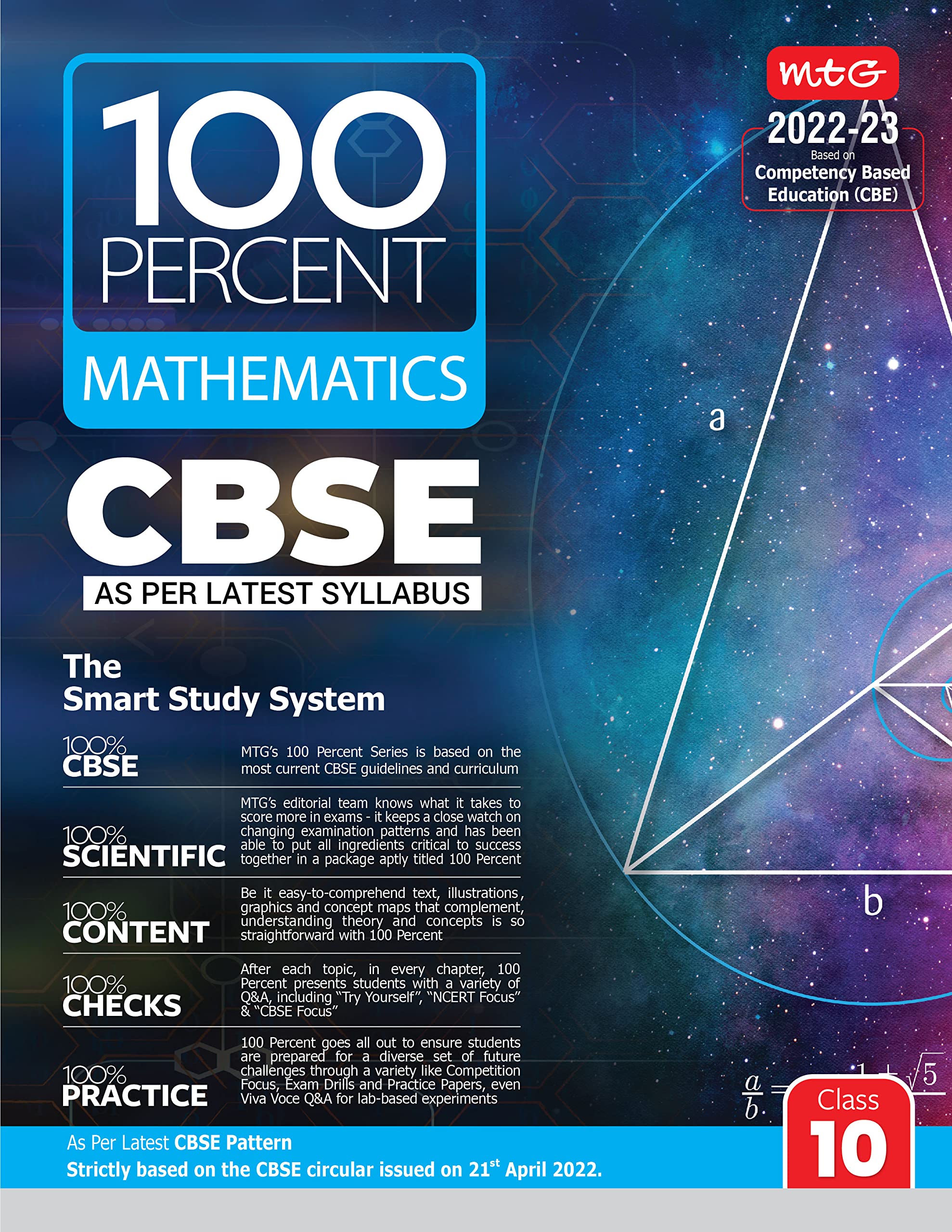 MTG CBSE 100 Percent Mathematics Book Class10, Strictly Based on the CBSE Circular issued on 21st April 2022 (CBSE Based Text B