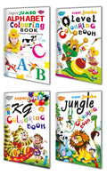 Super Jumbo Colouring Book | Big Size | Set Of 4 Books | Jungle, Fantasy, 0 Level And Kg Colouring