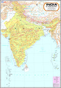 India Hill Ranges & Rivers Map | 70 x 100 cm | LAMINATED
