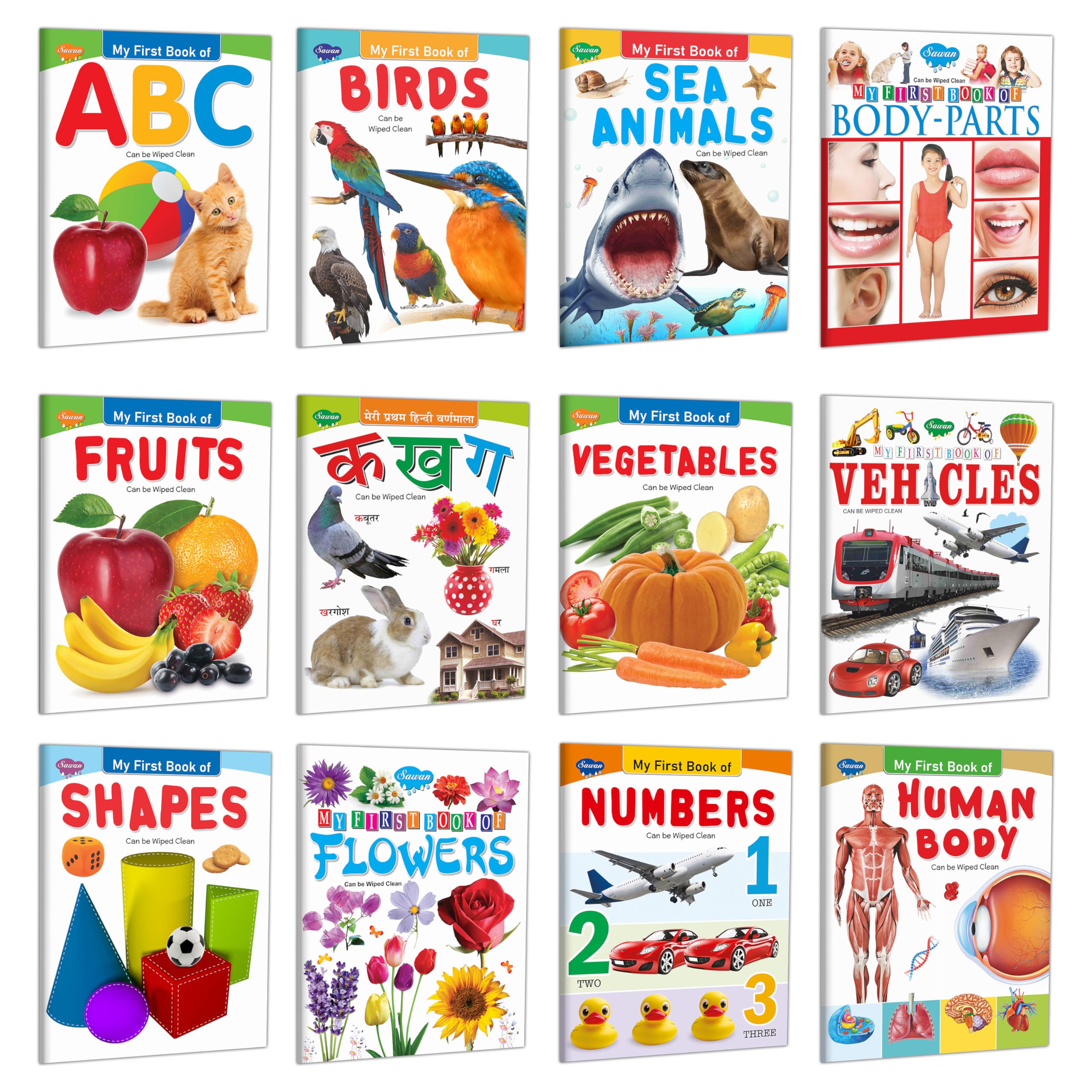 Picture Book Collections for Eary Learning (Waterproof kids books Set combo of 12)