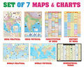 India & World Map ( Both Political & Physical ) With Constitution Of India Chart , History & Geographical Terms Chart | Combo Of