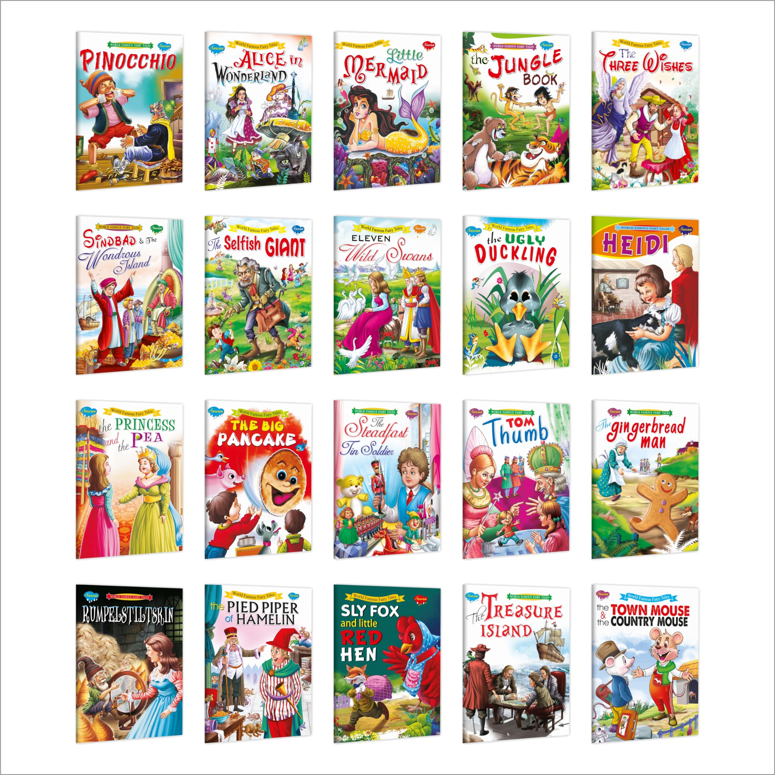World Famous Fairy Tales | Wonderfully Illustrated Abridged | Gift Pack Of 20 Books | V2