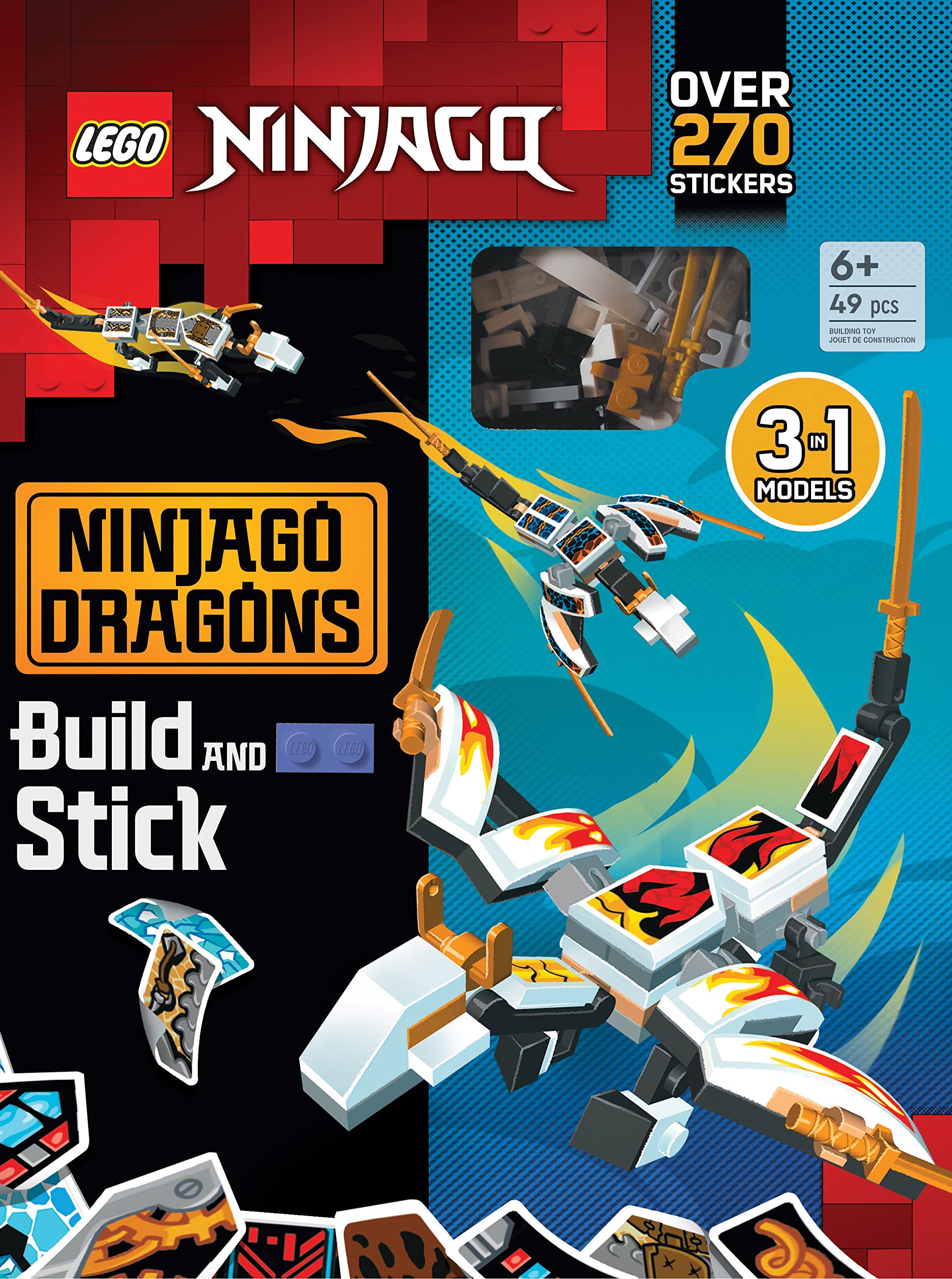 LEGO(R) NINJAGO(R) Build and Stick: NINJAGO Dragons: Activity Book with 250+ Stickers, Exclusive Models, and Awesome Activities 