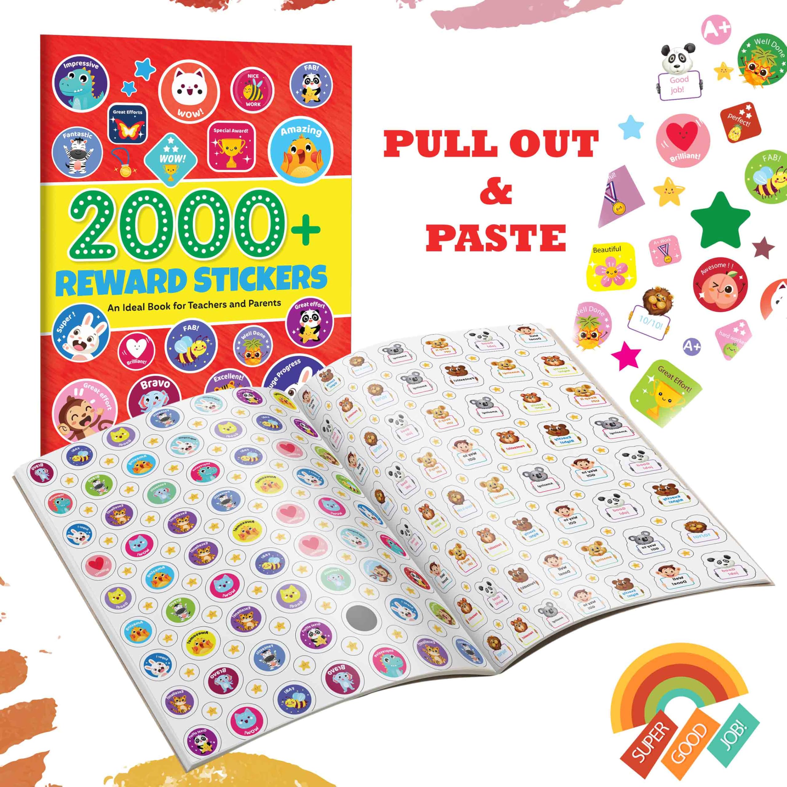 2000+ Reward Stickers : Fun Sticker Book for Teachers and Parents, All in one Educational picture books, Sticker Book With Over 